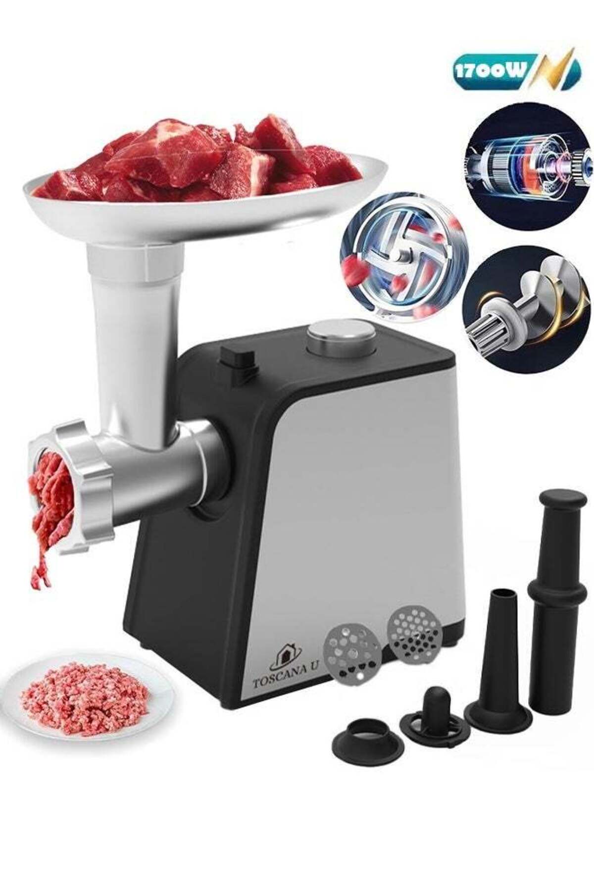 مفرمة لحم كهربائية من الفولاذ المقاوم للصدأ بقوة 1...