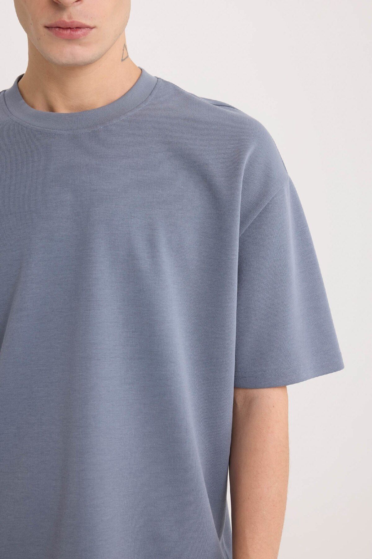 DeFacto-Tricou oversize cu mânecă scurtă, cu mânecă scurtă, simplu, din țesătură grea X3926az25sp 5