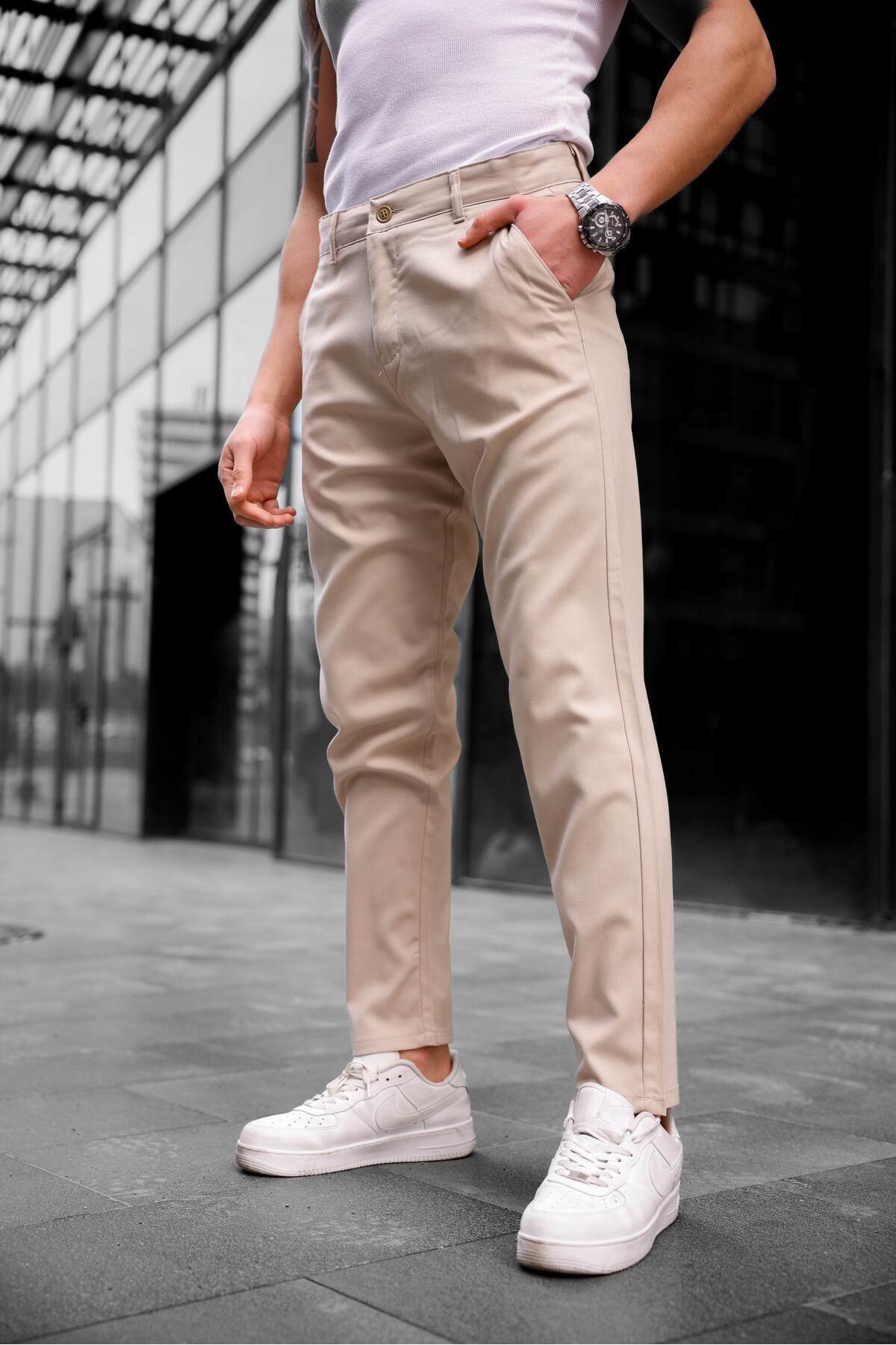 COMBİNE MİCHAİL-Ανδρικό υφασμάτινο παντελόνι Slim Fit Μοντέλο ΜΠΕΖ 2