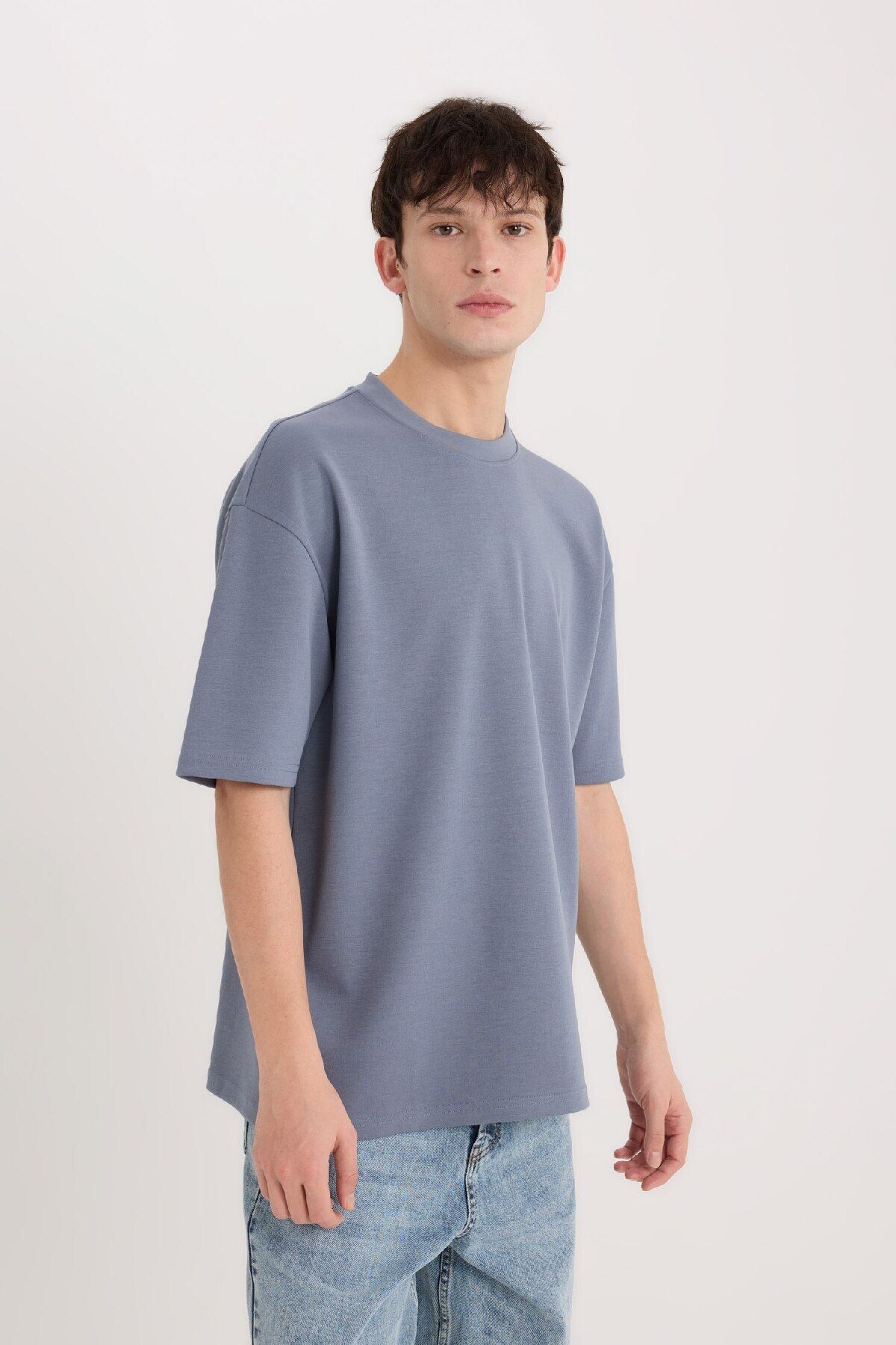DeFacto-Tricou oversize cu mânecă scurtă, cu mânecă scurtă, simplu, din țesătură grea X3926az25sp 4