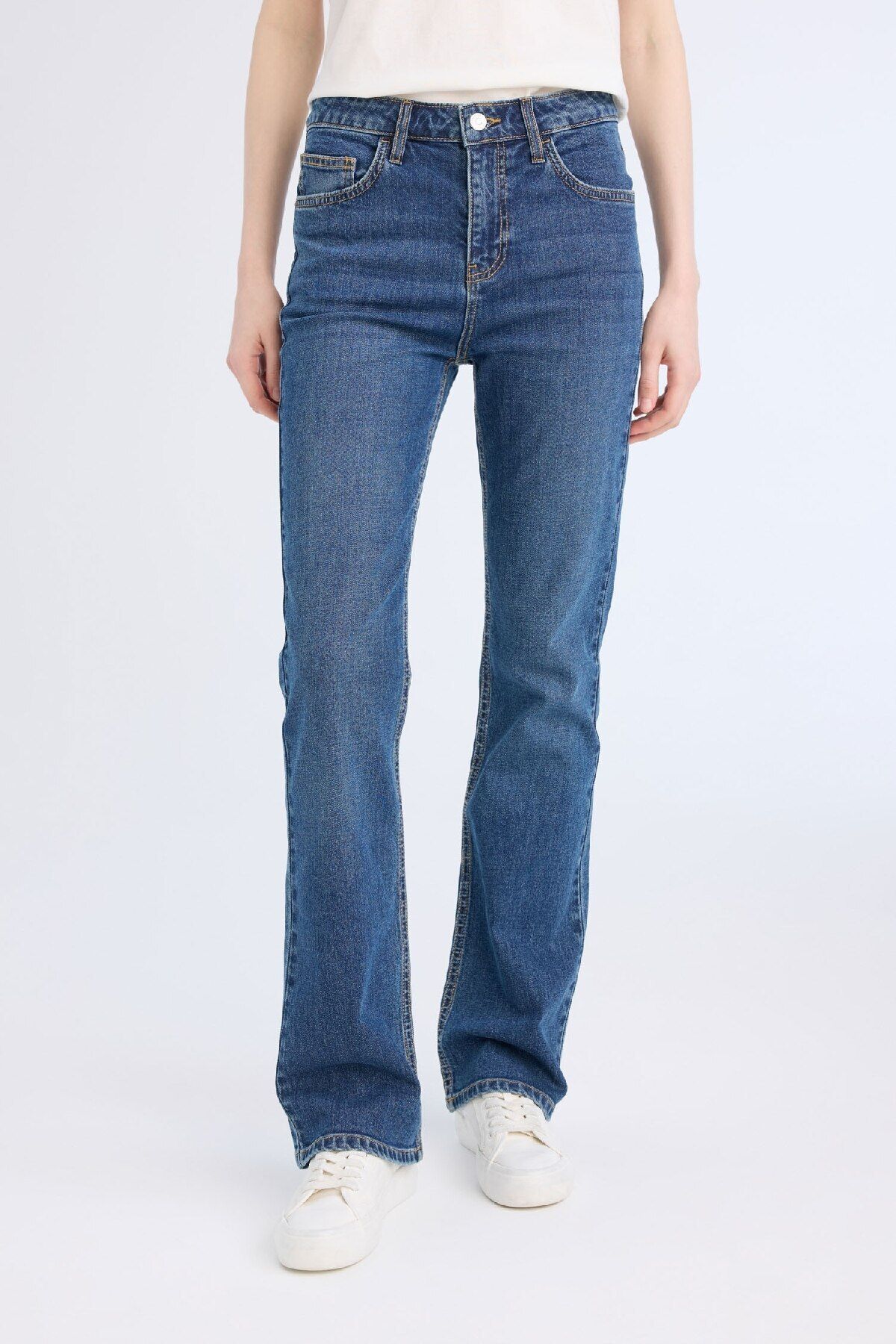 Yüksek Bel Geniş Paça Cepli Jean Pantolon D7971AX25SP