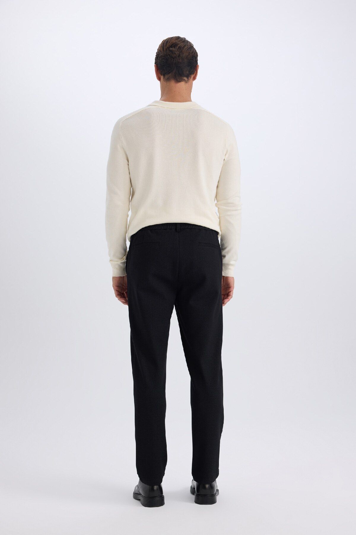 DeFacto-Structured Regular Fit Fabric Trousers Basic Plain with Pockets 6