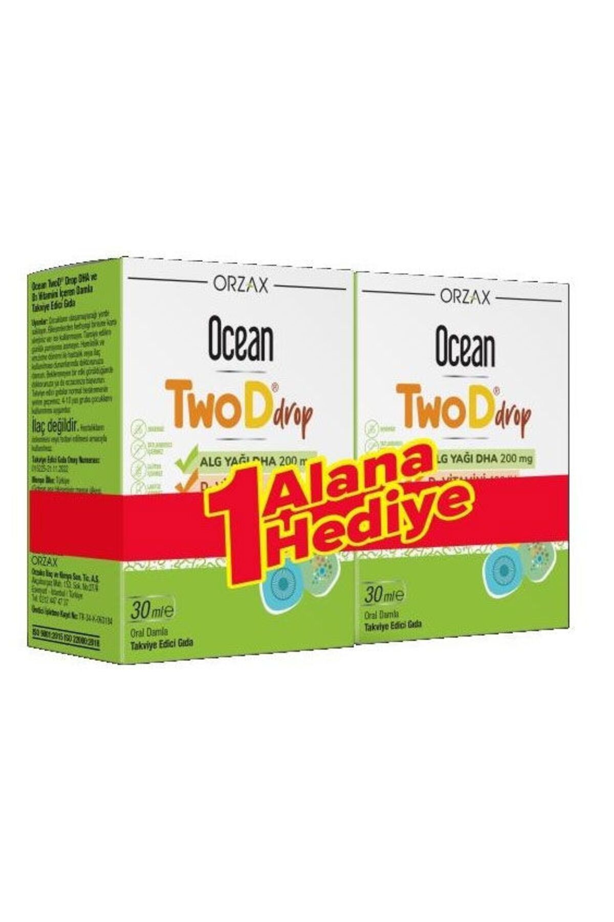 Orzax Ocean TwoD Drop D3 Vitamini 400 IU 30 ml - 1 ALANA 1 BEDAVA