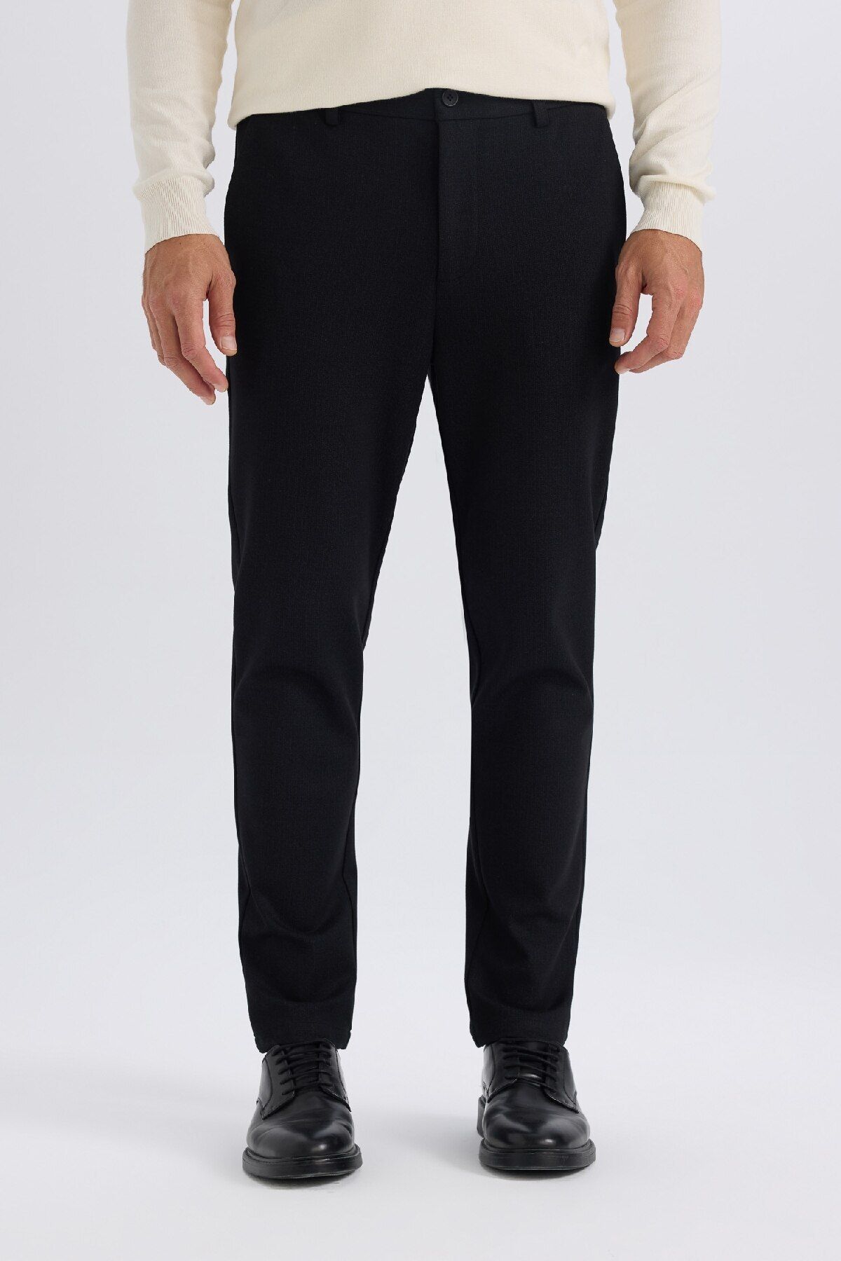 DeFacto-Structured Regular Fit Fabric Trousers Basic Plain with Pockets 4