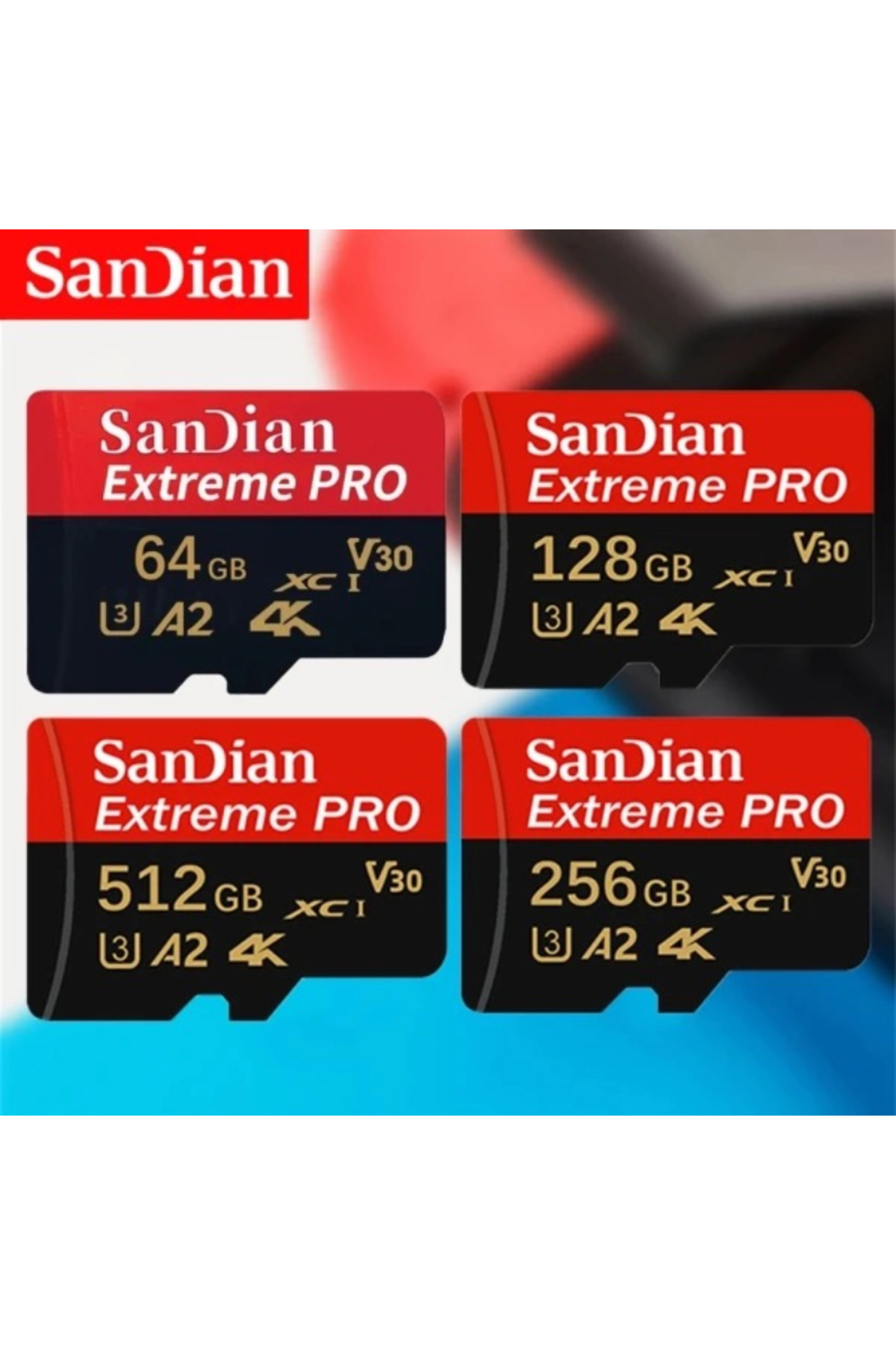 Sanddian Micro SANDİAN ULTRA SanDian 256GB micro hafıza kartı SD TF A2 U3 4K cep ...