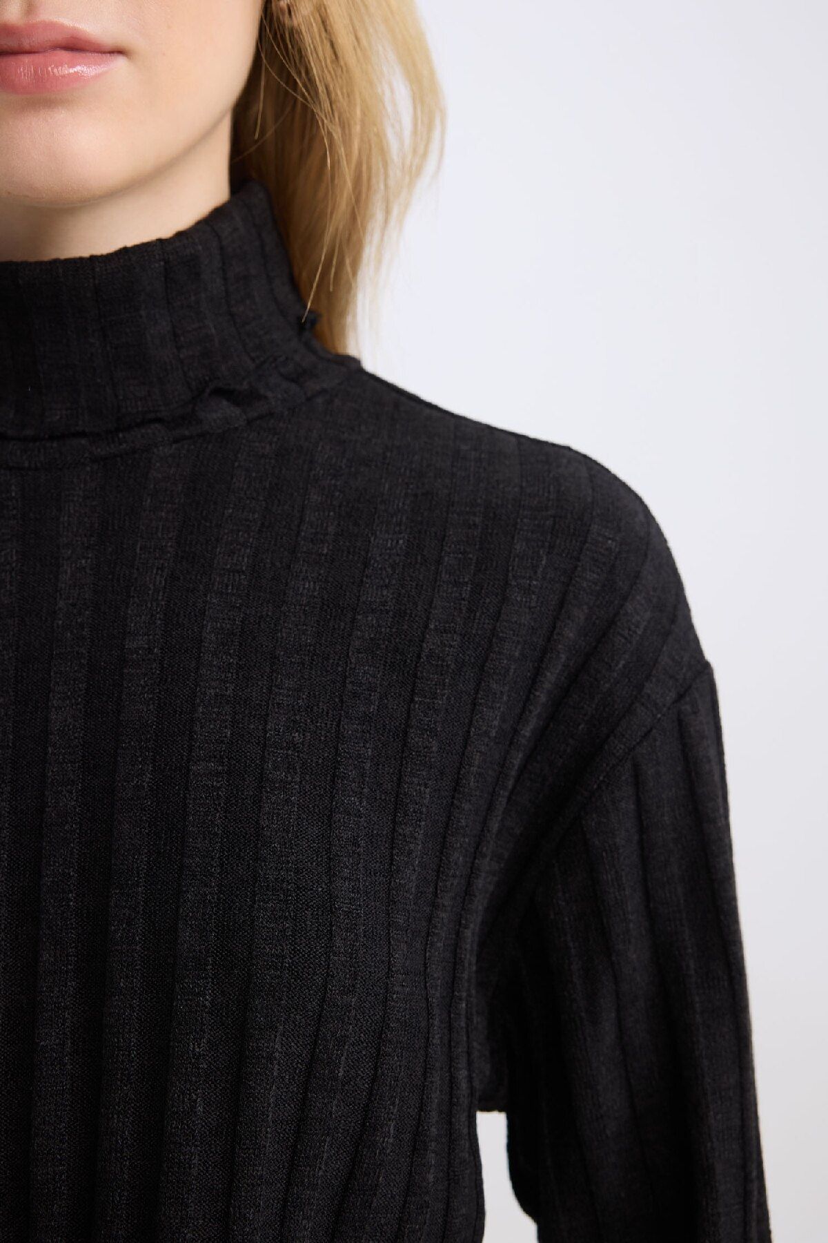 DeFacto-Cool Turtleneck Crop Top Basic Απλό Μακρυμάνικο Μπλουζάκι Καμιζόλα E1673ax24wn 4
