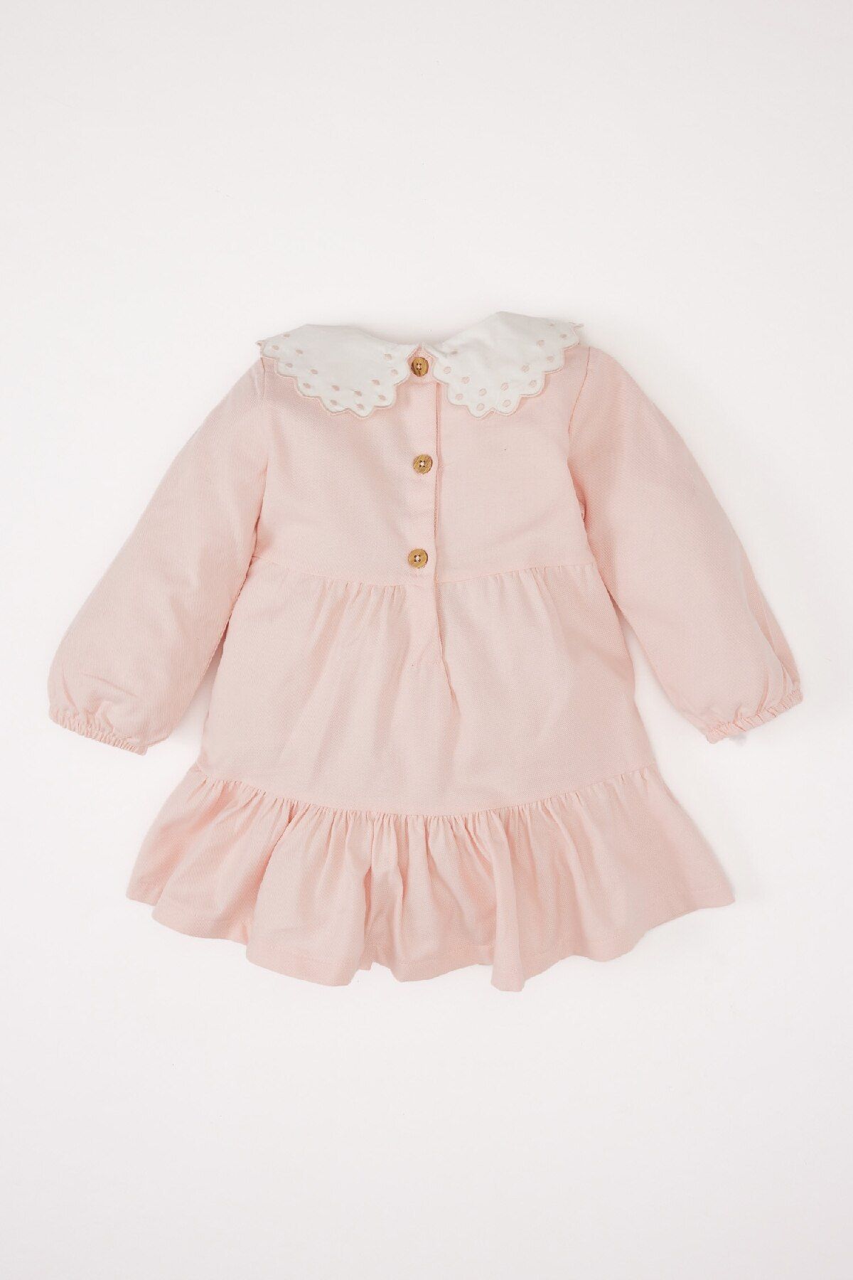 DeFacto-Sukienka Bebe Collar dla dziewczynki z długim rękawem i kwiatowym haftem, z twillu D9565A525Sp 4