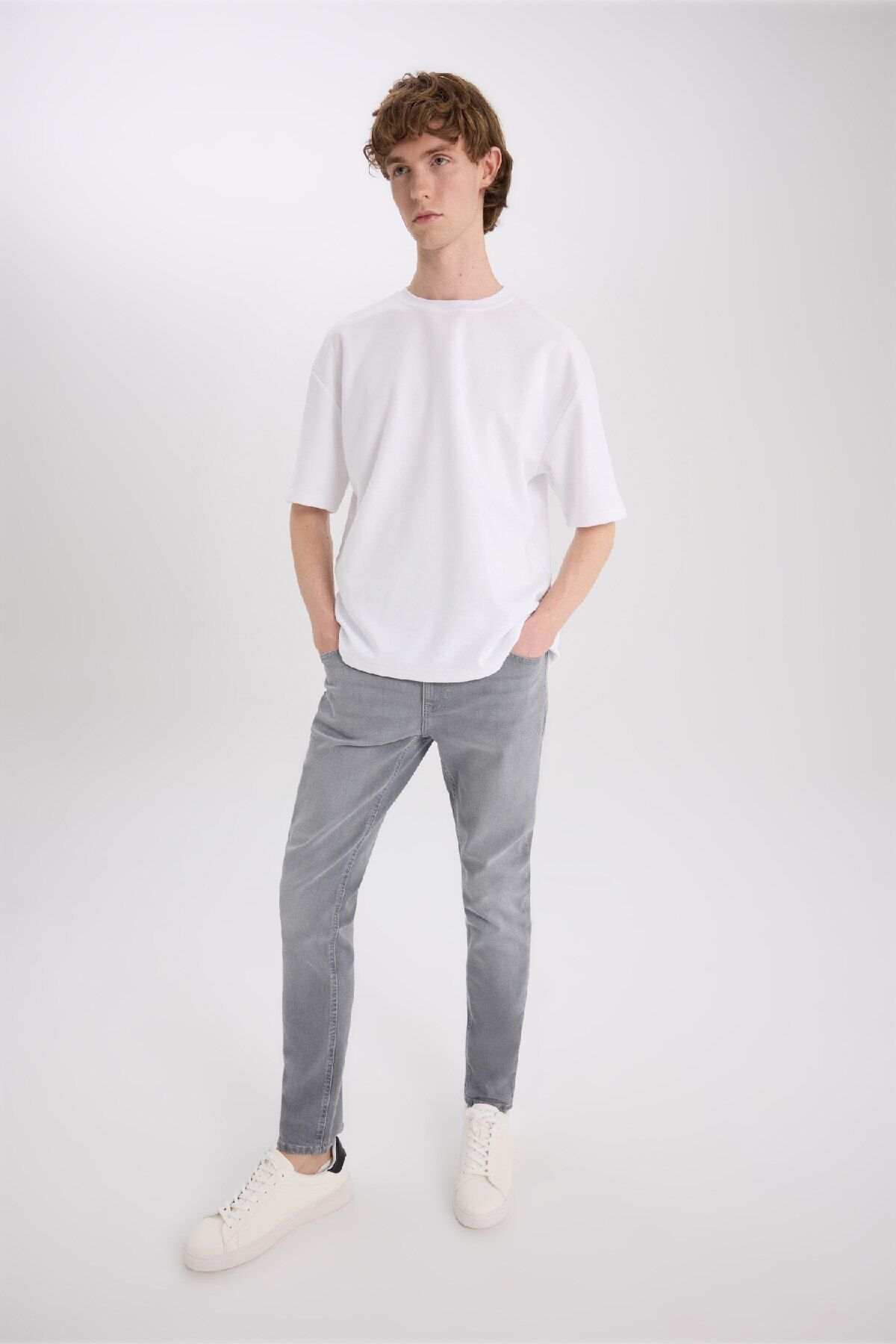 شلوار جین خاکستری مردانه SLIM FIT BARK JEAN اورجینال Defacto