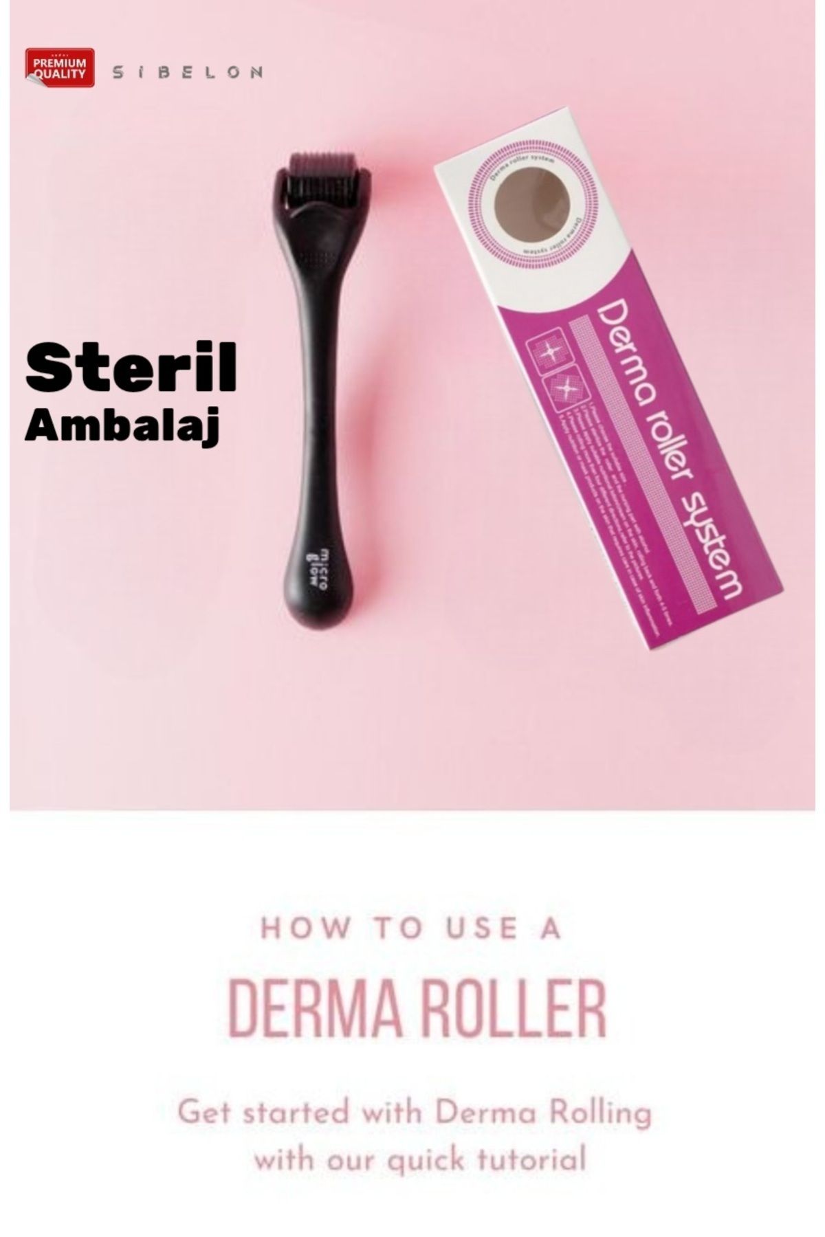 Sibelon 0,50 Mm Kapalı '' Steril Ambalajlı'' Titanyum Uçlu 540 Iğneli Derma Roller 0.5 Mm