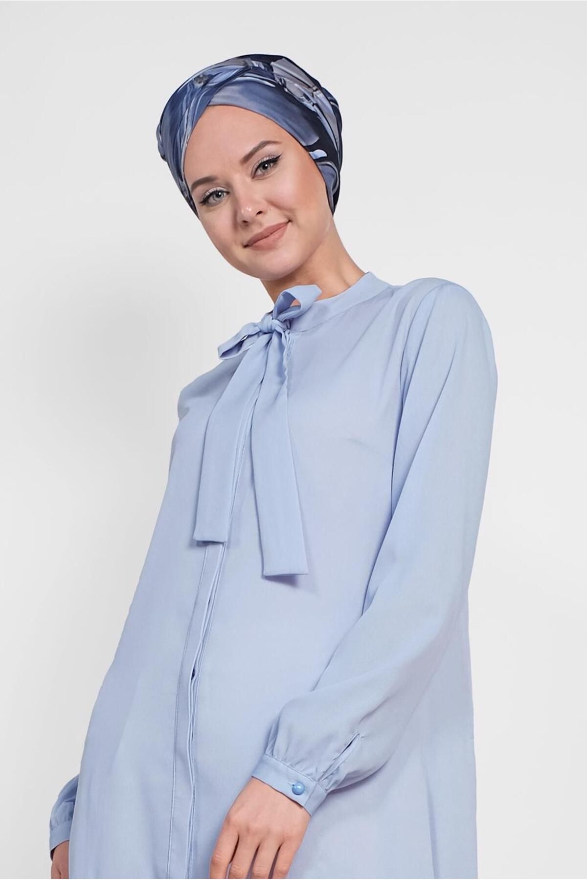 دامن چین دار تونیک یقه توری 4066 Alvina