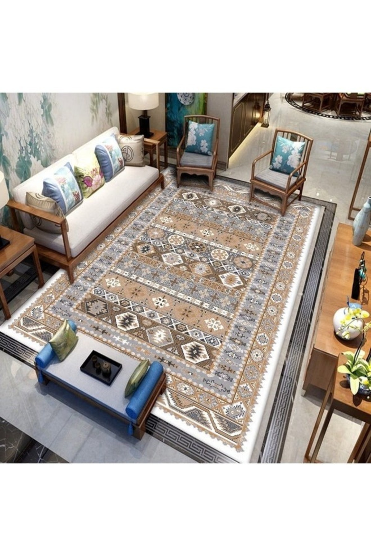 smart home-سجاد سيراميك، سجادة مخملية ممتازة، مبطنة وناعمة الملمس، مع أنماط ثلاثية الأبعاد جميلة 1