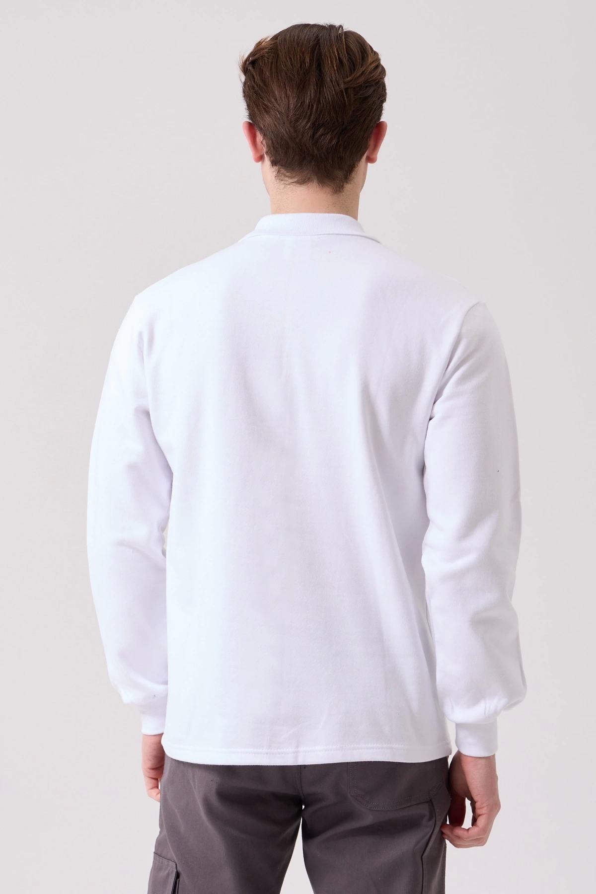 Galanthus Polo Sweat Erkek Uzun Kollu Pamuklu Sweatshirt İş ve Günlük Kullanım İçin