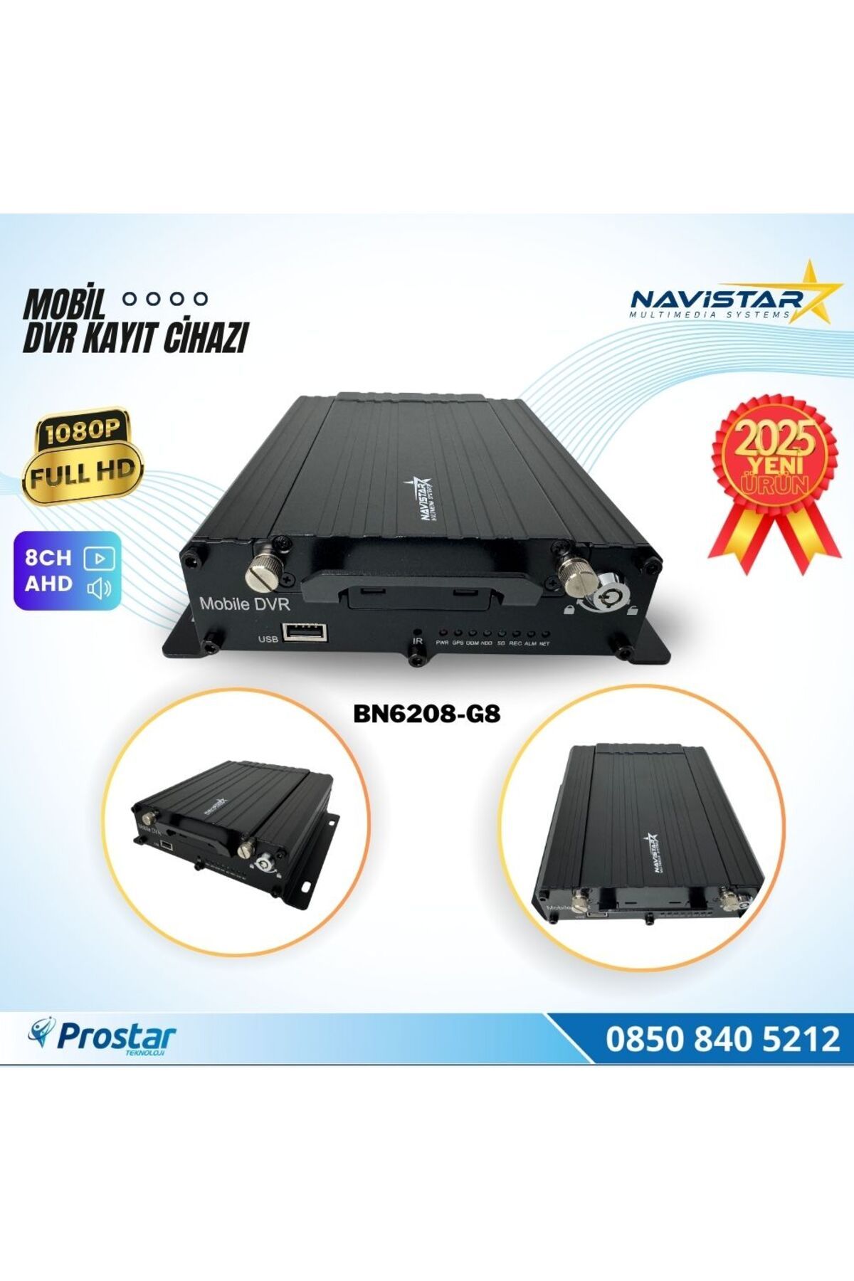 Navistar 8 Kanal AHD Profesyonel 1080p 4G GPS WIFI Uzaktan izlemeli Mobil Dvr Kayıt Cihazı
