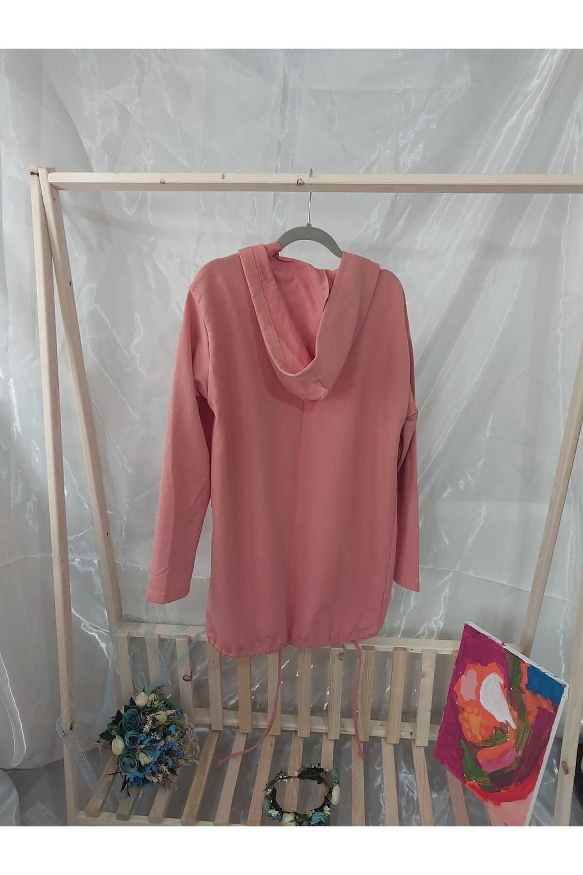 aryam butik-Two Thread Tie Back Festive Hooded Cardigan 2