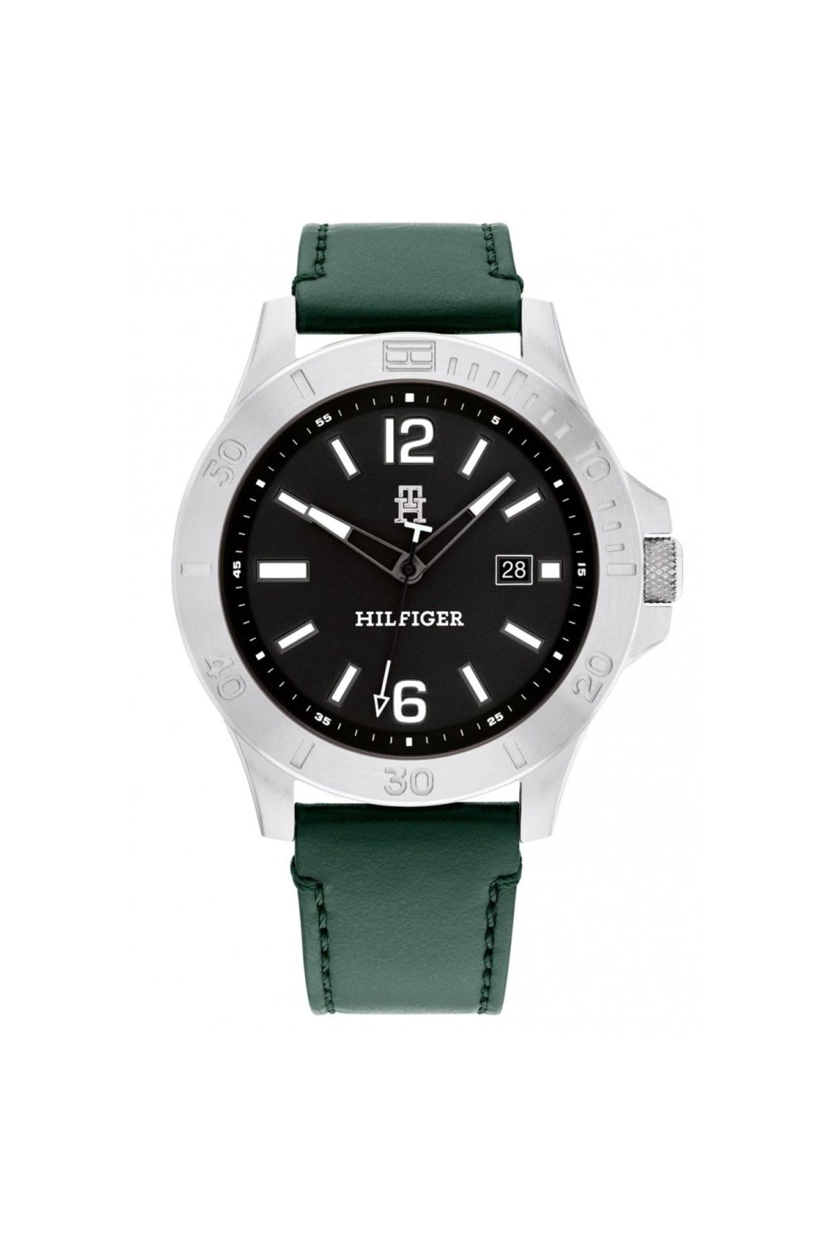 Tommy Hilfiger-Pánské hodinky Tommy Hilfiger 1710531 Ryan, stříbrná barva s černým ciferníkem, mechanismus Epson VX42E Quartz 1
