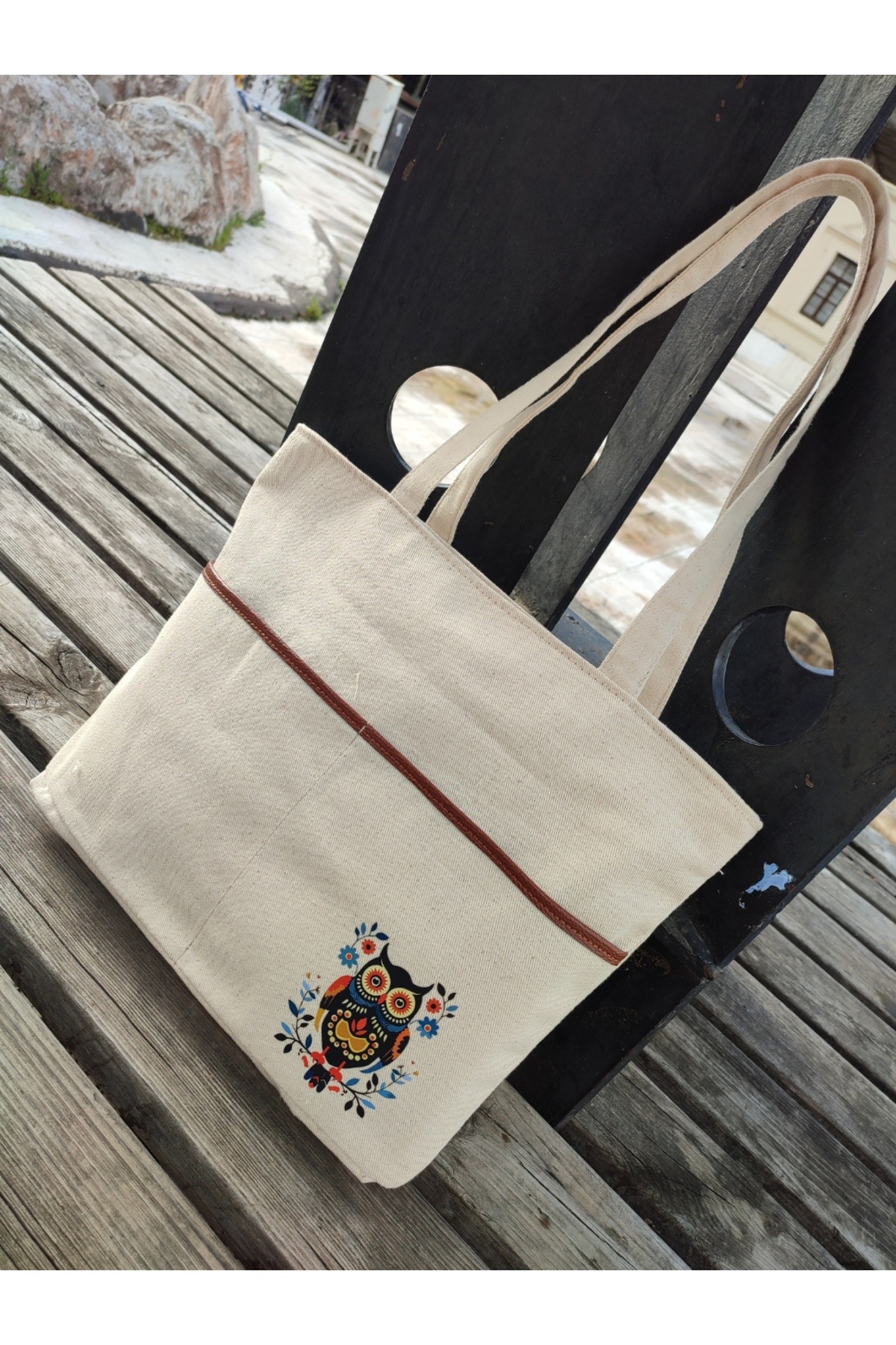 JANJAN-Canvas Bag, Zippered, Front Pocket, Inner Pocket Canvas Tote Bag 2