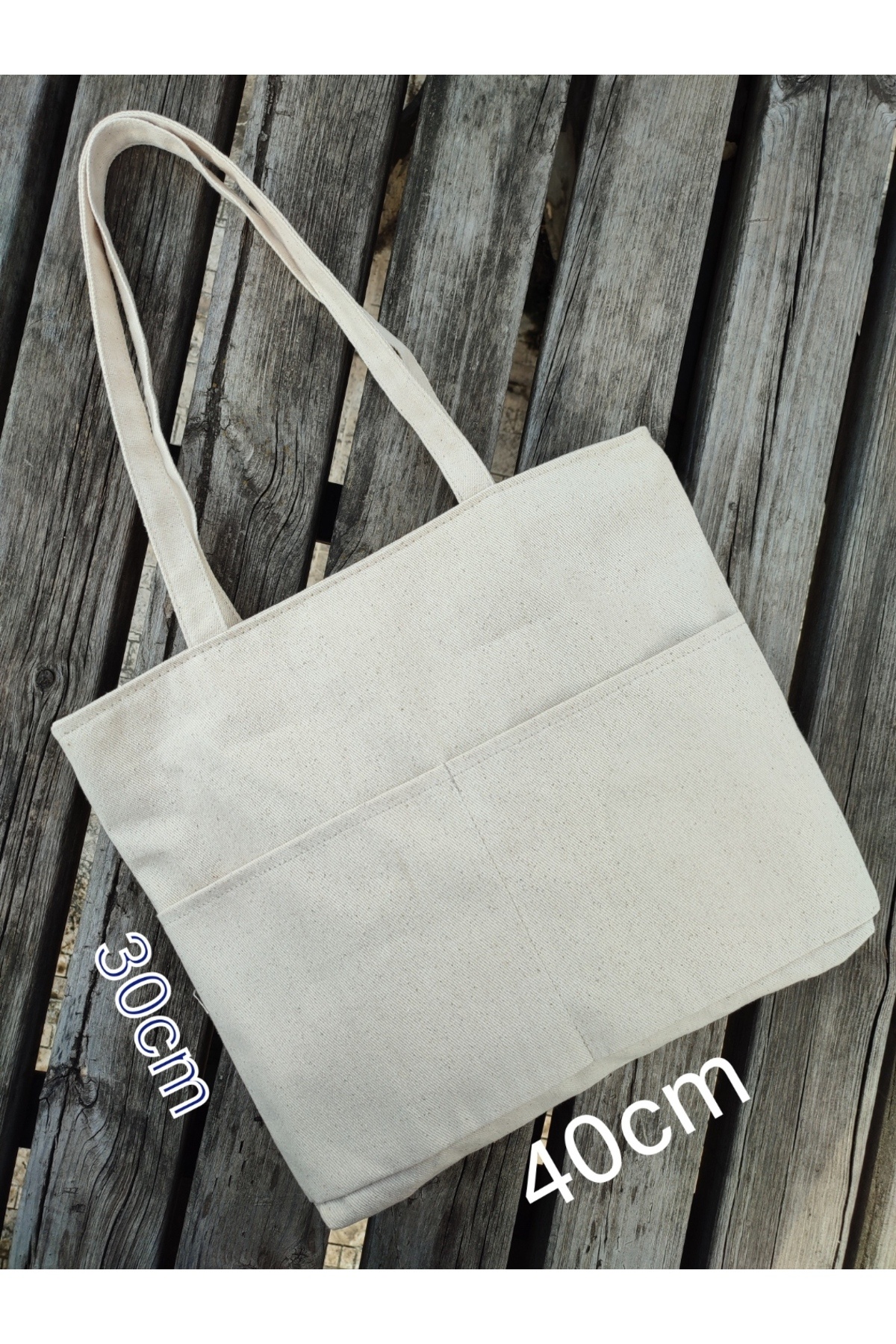 JANJAN-Canvas Bag, Zippered, Front Pocket, Inner Pocket Canvas Tote Bag 5