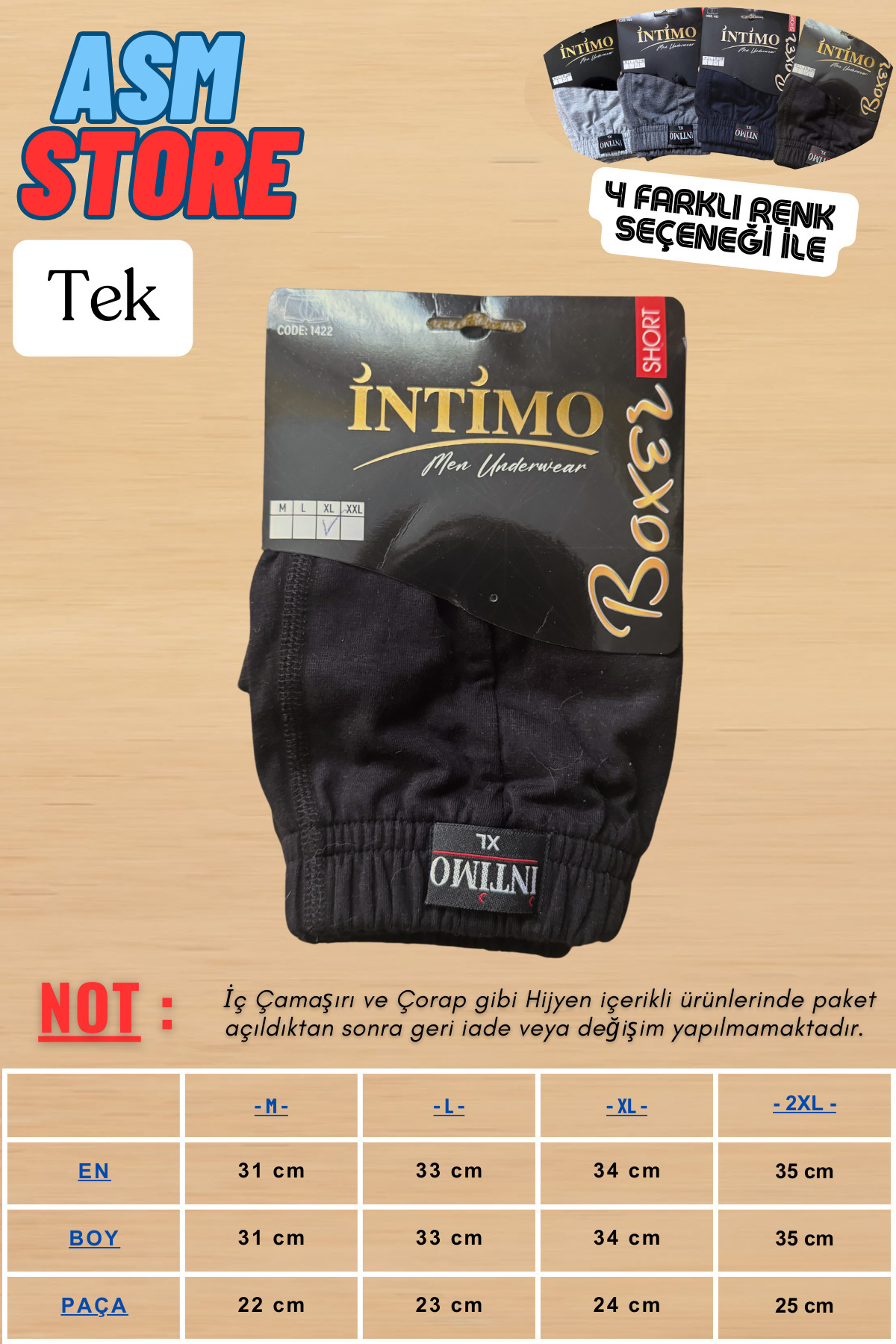 intimo %100 Pamuklu Erkek Boxser / Tekli Paket - Gün Boyu Konfor ve ...