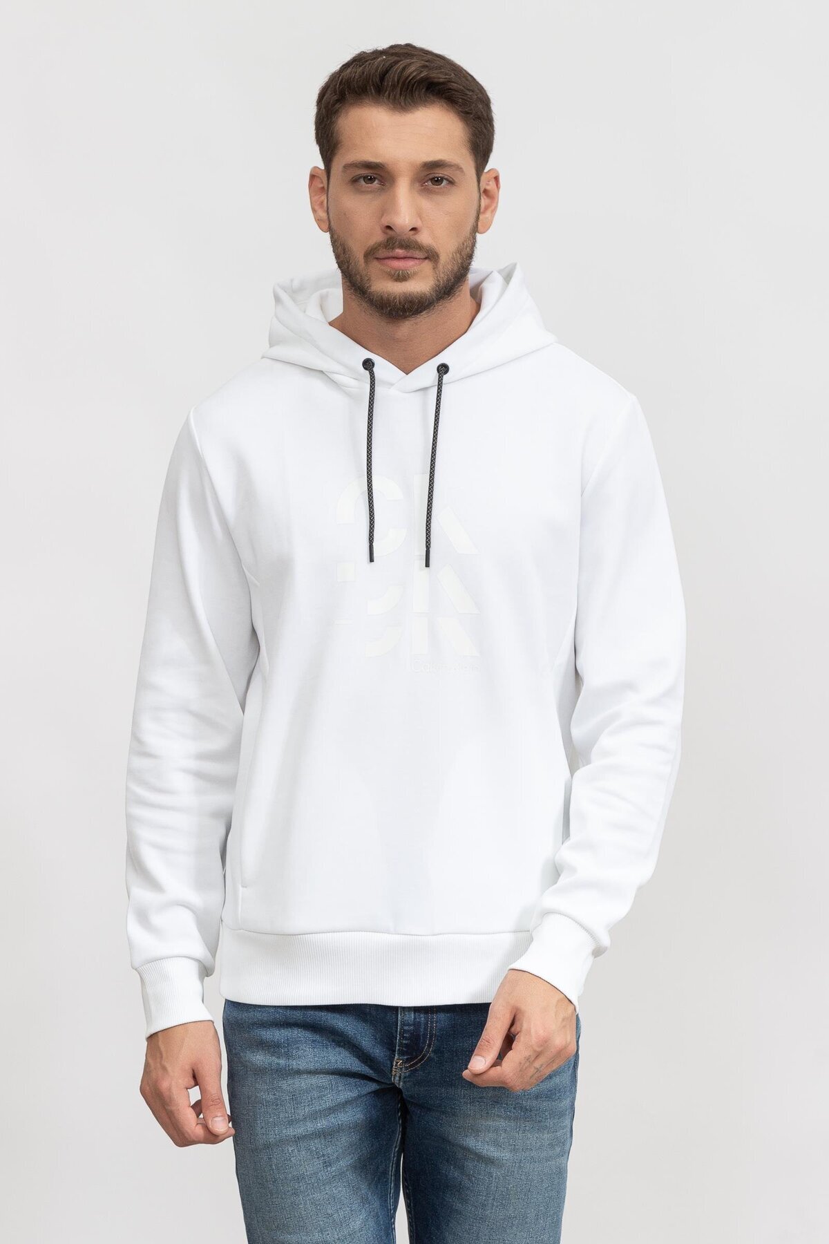 کلوین کلاین سویشرت کلاه دار مردانه طرح لوگو سه گانه گرافیکی