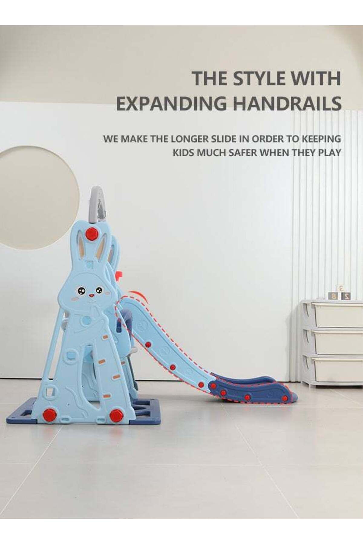 COOYA-3 In 1 Plastic Rabbit Theme Swing And Slide Indoor Play Game Set,143x140x110cm,Rounded Edges 2