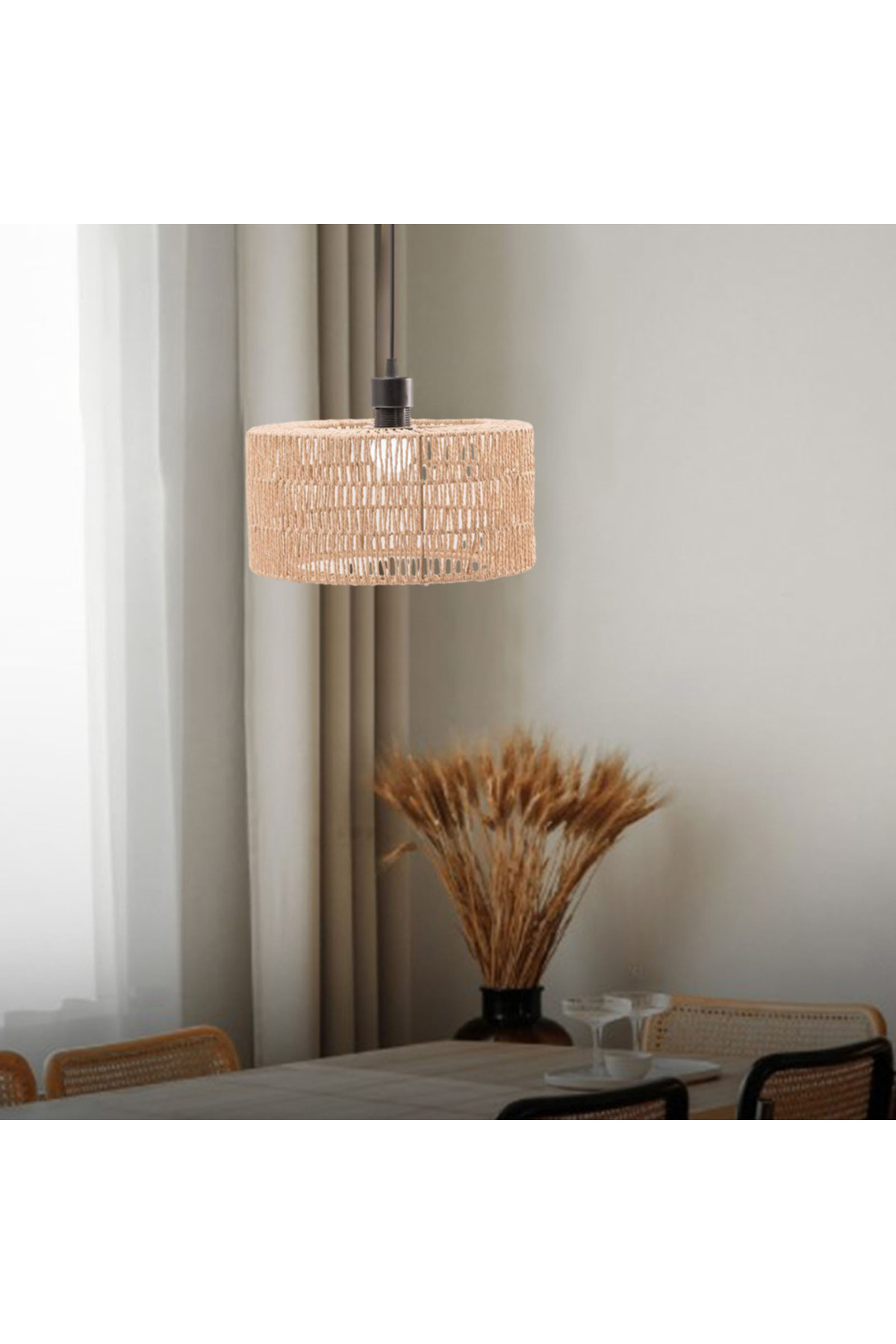 Choice-Large Paper Rope Lampshade Ceiling Light Shade Boho Chandelier Shade Bulb Guard For Restaurant Cafe 4