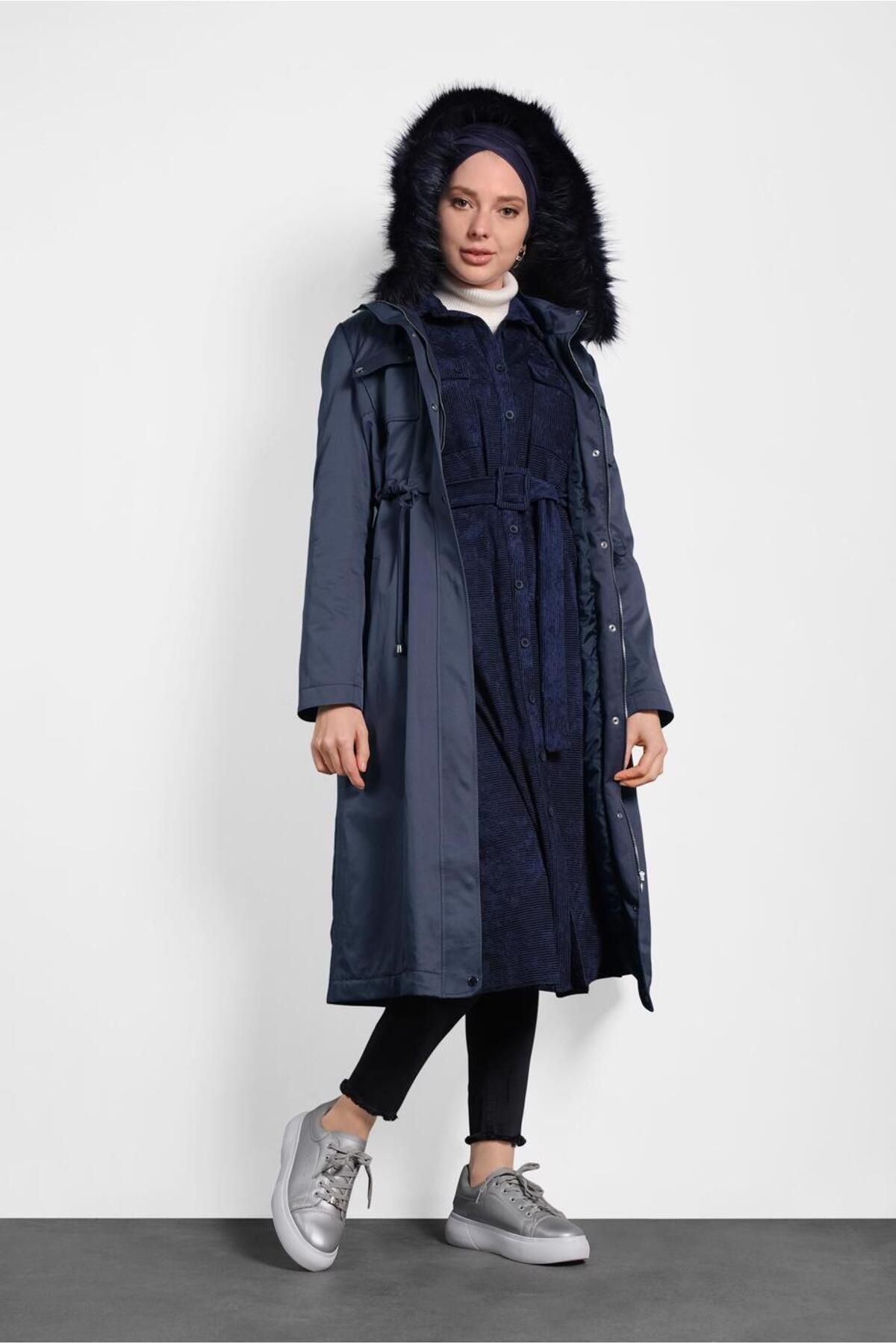بند دار در کمر HOODED PARKA 90001 Alvina