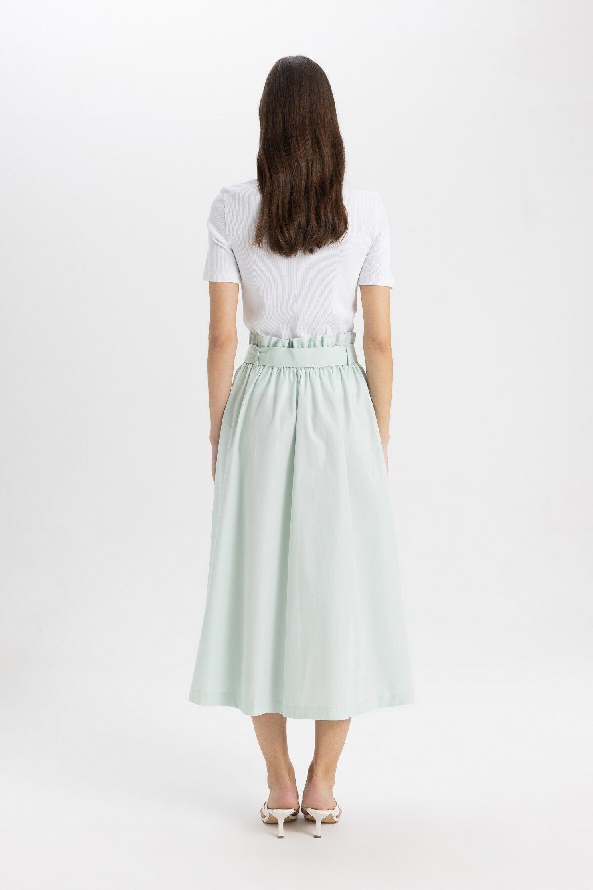 DeFacto-A-Line Regular Waist Poplin Midi Skirt C7238AX24SM 6