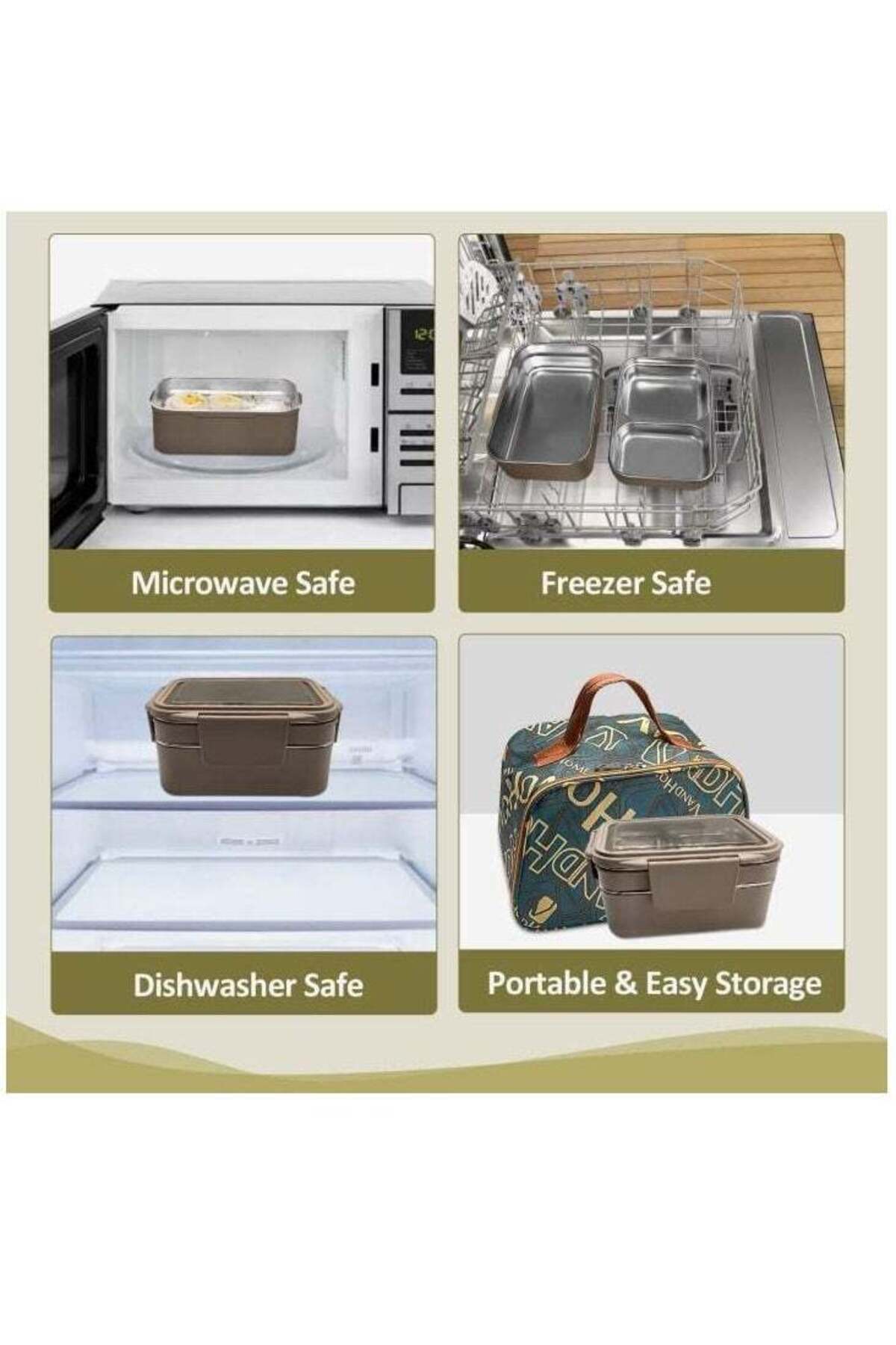 COOYA-Stainless Steel Bento Box,Reusable,Leak-proof,Compartment,for Storing Delicious Food,Lunches 3