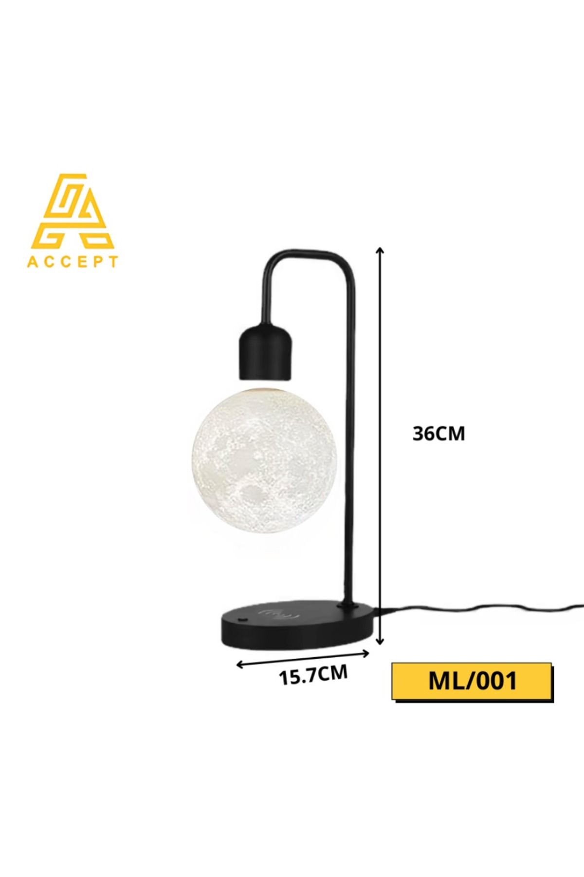 Generica-Magnetic floating moon lamp with touch control, white light color 4
