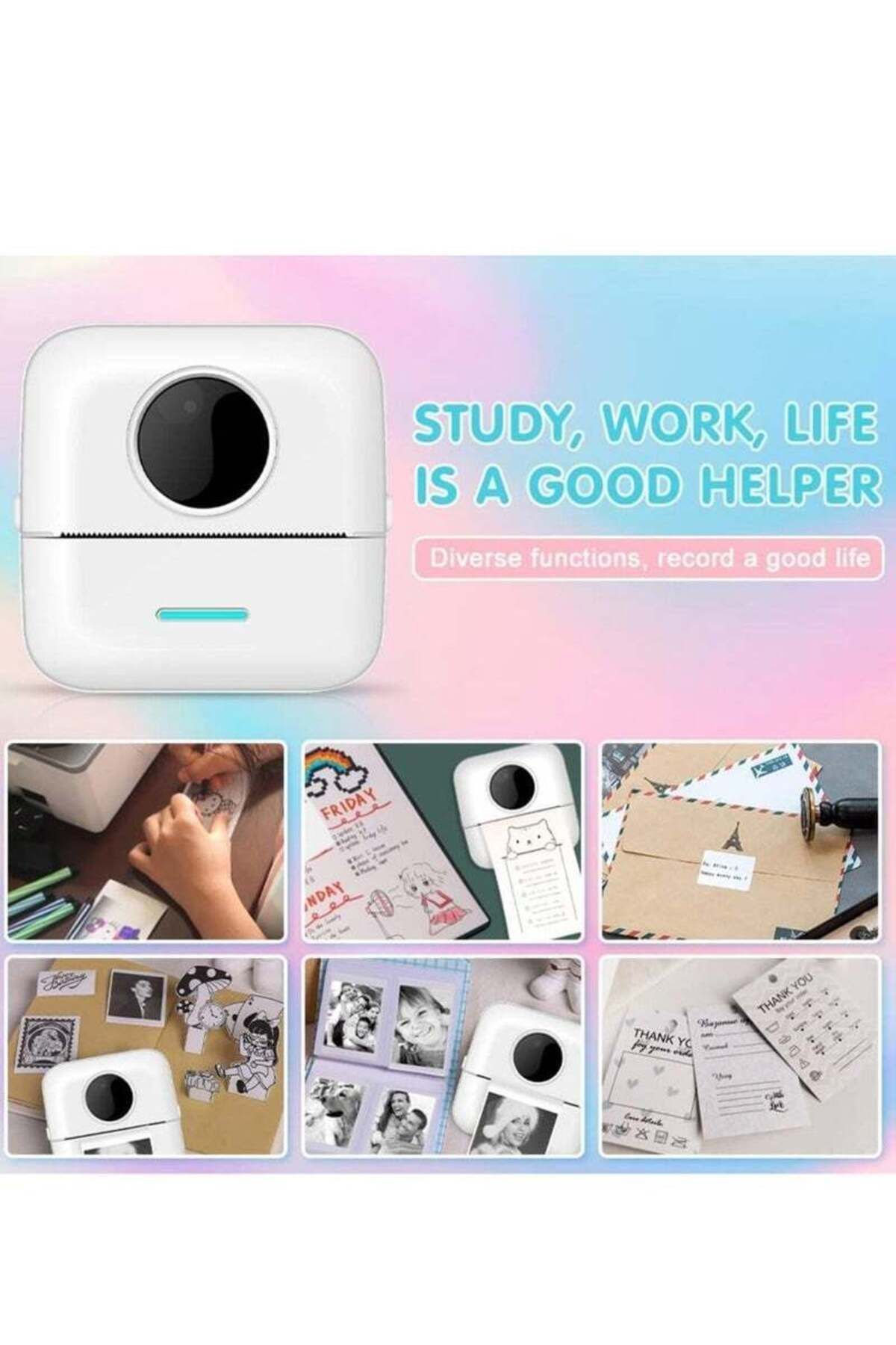 COOYA-طابعة ملصقات، طباعة بدون حبر بتقنية البلوتوث، 11 لفة من الورق الحراري، لأجهزة أندرويد وiOS 5