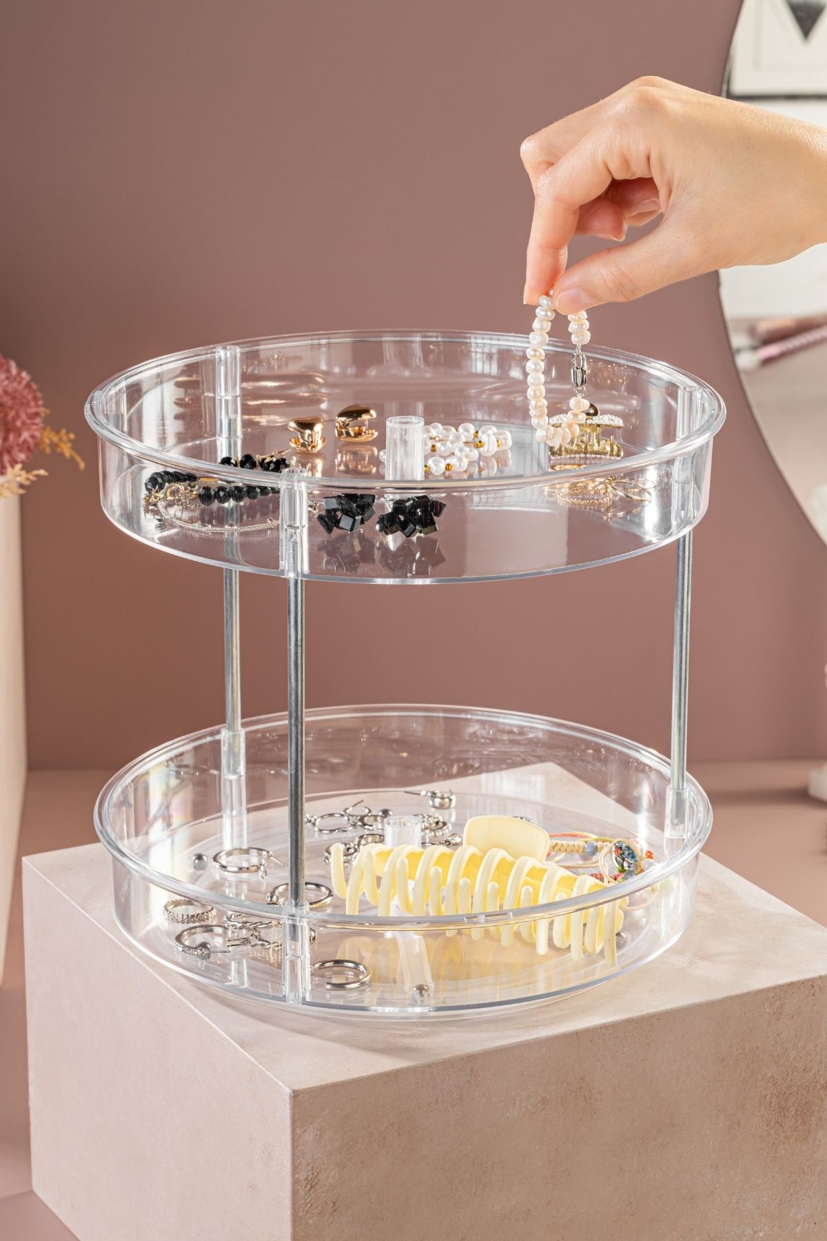 Nandy Home-2-stufiges Mehrzweck-Organizer-Drehregal, transparent 3