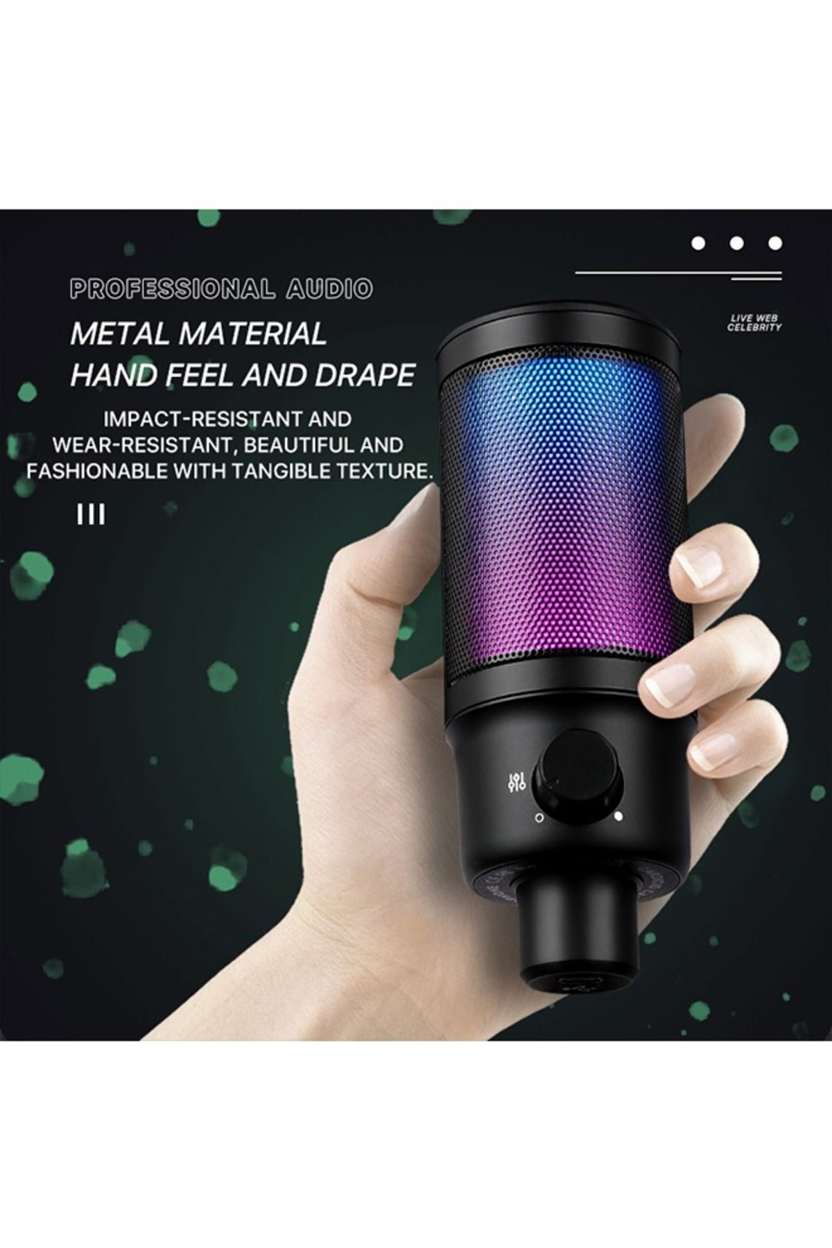 FlashHawk-Gaming USB Microphone for PC PS5,Condenser Mic with Quick Mute,RGB Indicator 5