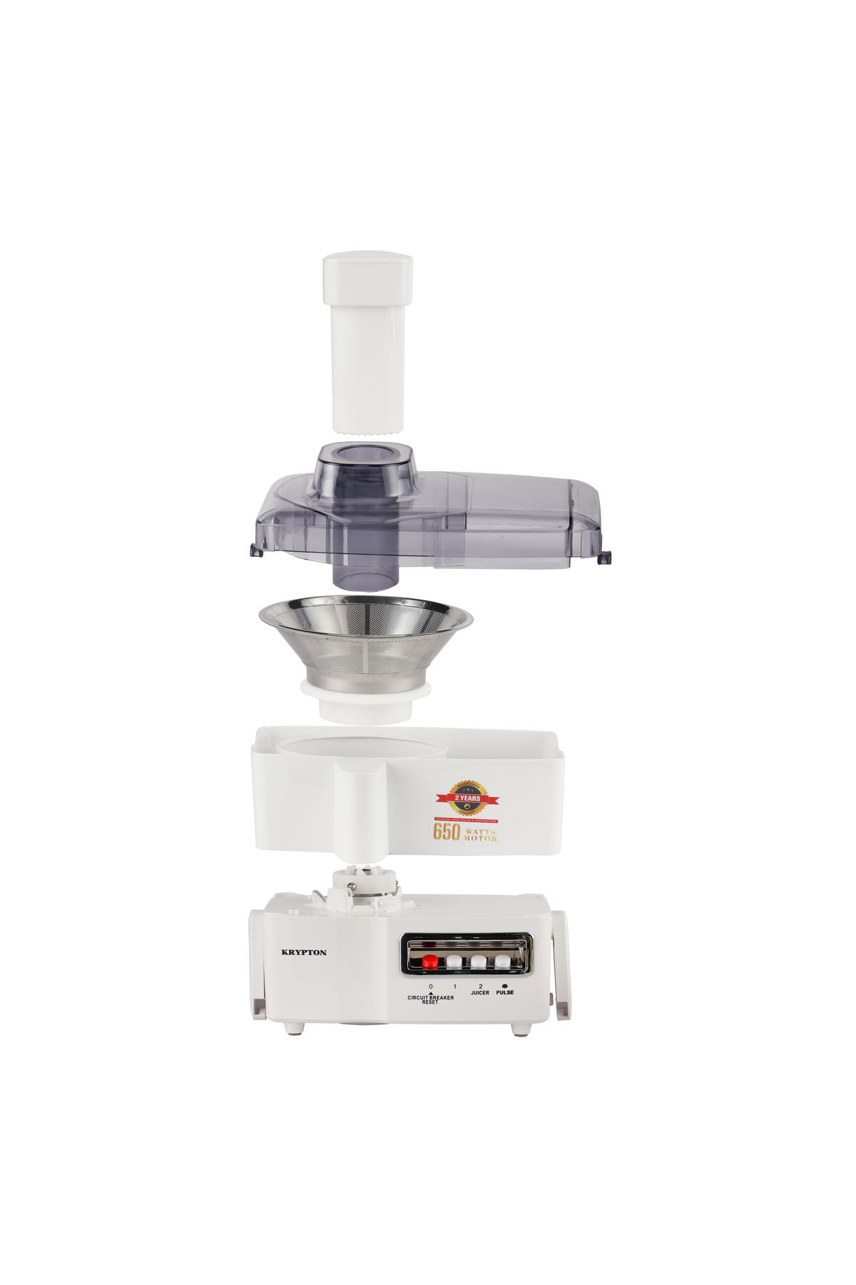 KRYPTON-4-in-1 Juicer & Food Processor, 650W, 2-Speed Pulse, 1.8L Jar, Blender, Chopper, Grinder, Mincer 4