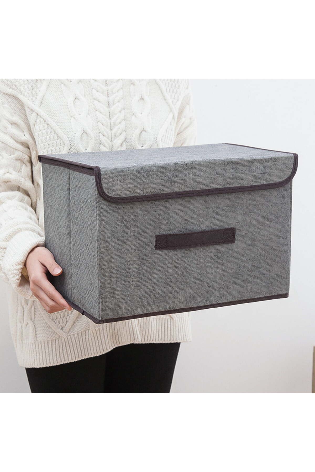 COOYA-4 Pack Foldable Storage Boxs, With Lids, Strong and Durable, Polypropylene, for Save Space, Gray 7