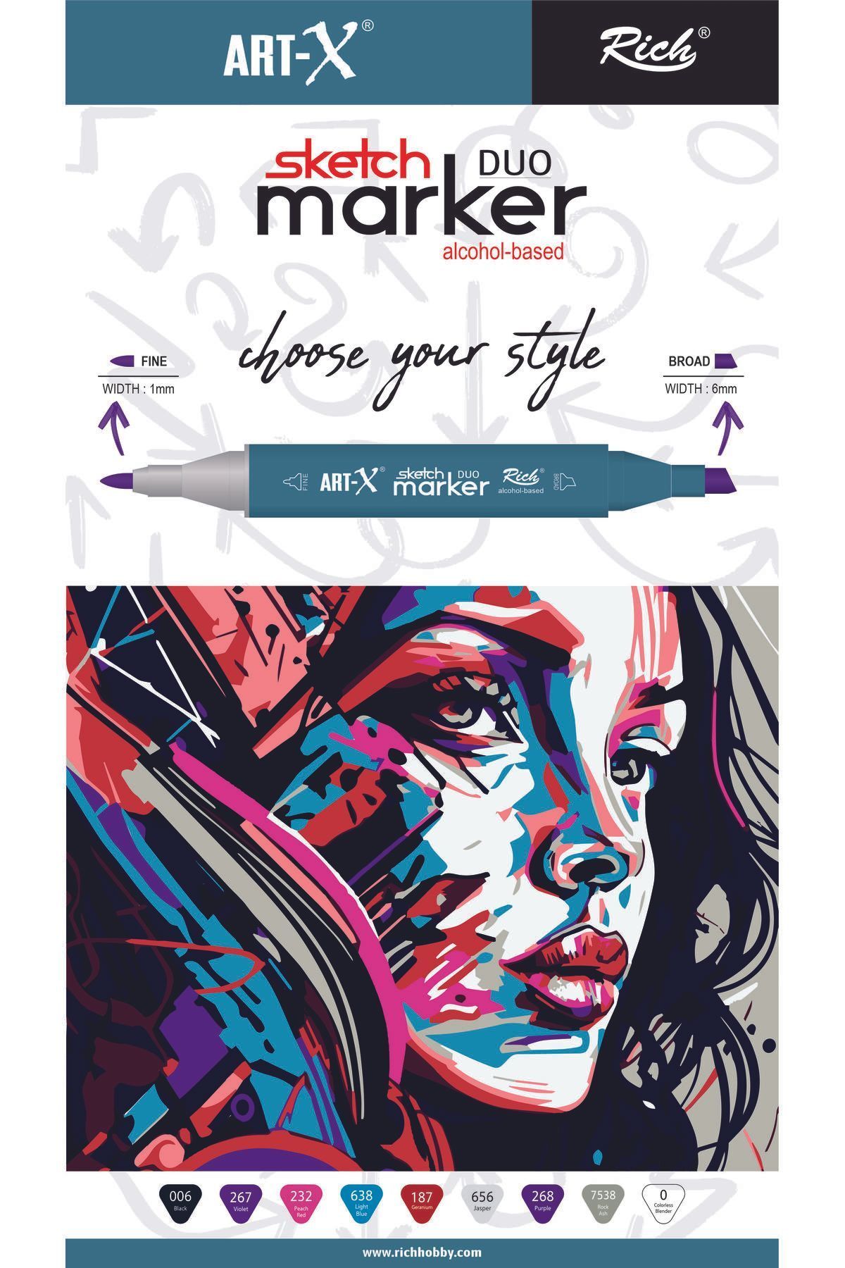 Rich-Double Sided Art-X Sketch Marker Pen No:193 6