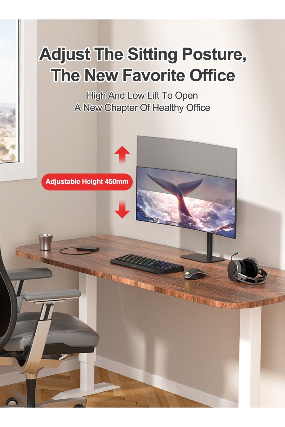 FlashHawk-Desktop Single Monitor Arm for 14-27 inch Monitors,Tiltable and Rotatable 5