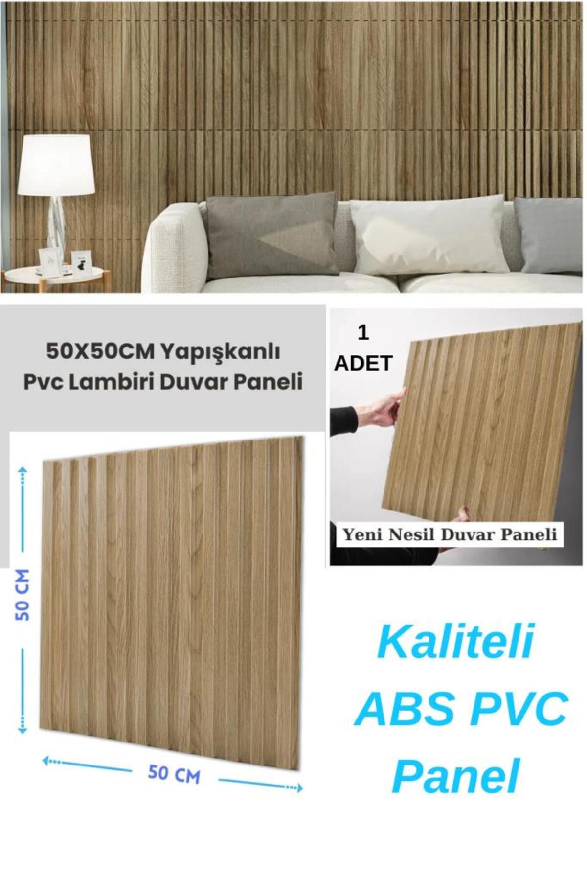 Açık Kahverengi 50cmx50cm 1Adet 3D Abs PVC Dayanıklı Ev Ofis Duvar Paneli Silinebilir Lambiri Panel