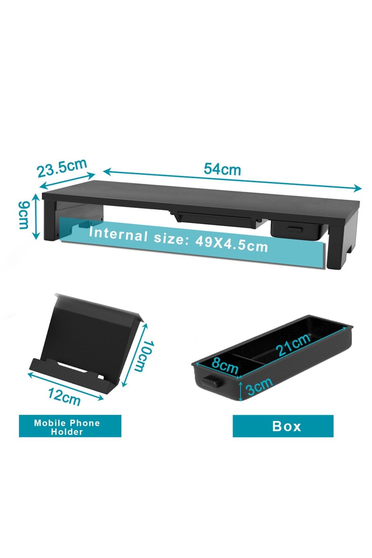 FlashHawk-Monitor Stand Riser,Desk Shelf Riser with Storage Drawer and Tablet Phone Hold 5