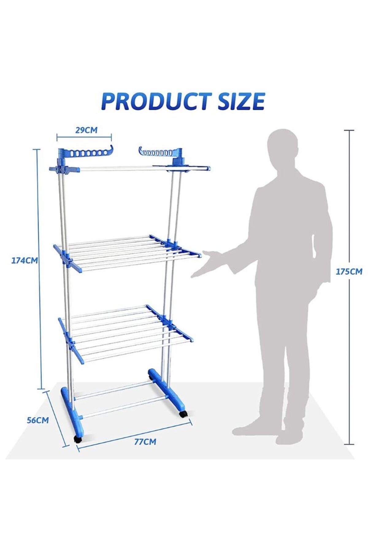 SKY TOUCH-Three Layers Of Clothes Hanger, Adjustable Stainless Steel Hanger With Folding Wings 3 Layer 3