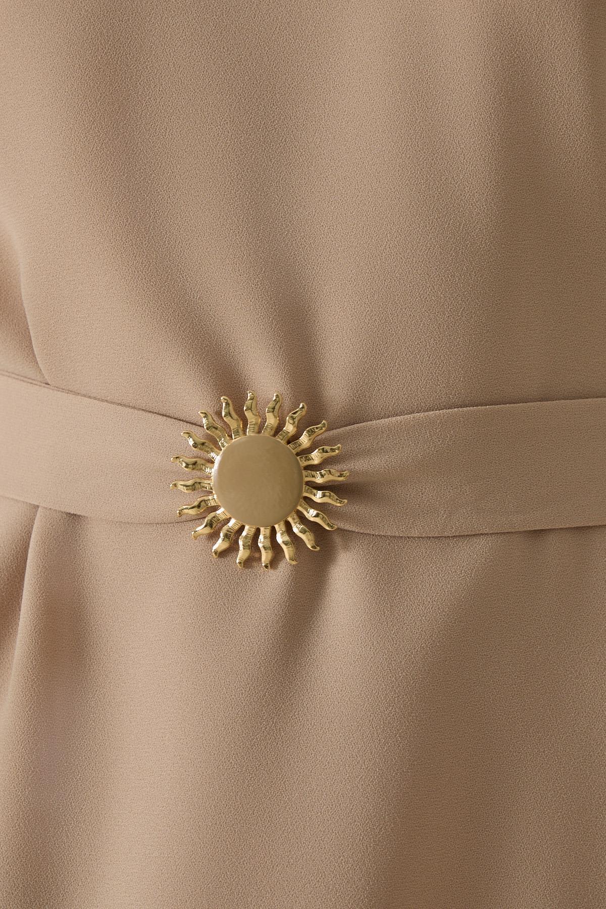 Setre-Biscuit Brooch and Halter Detail Relaxed Cut Wide Fit Dress 4