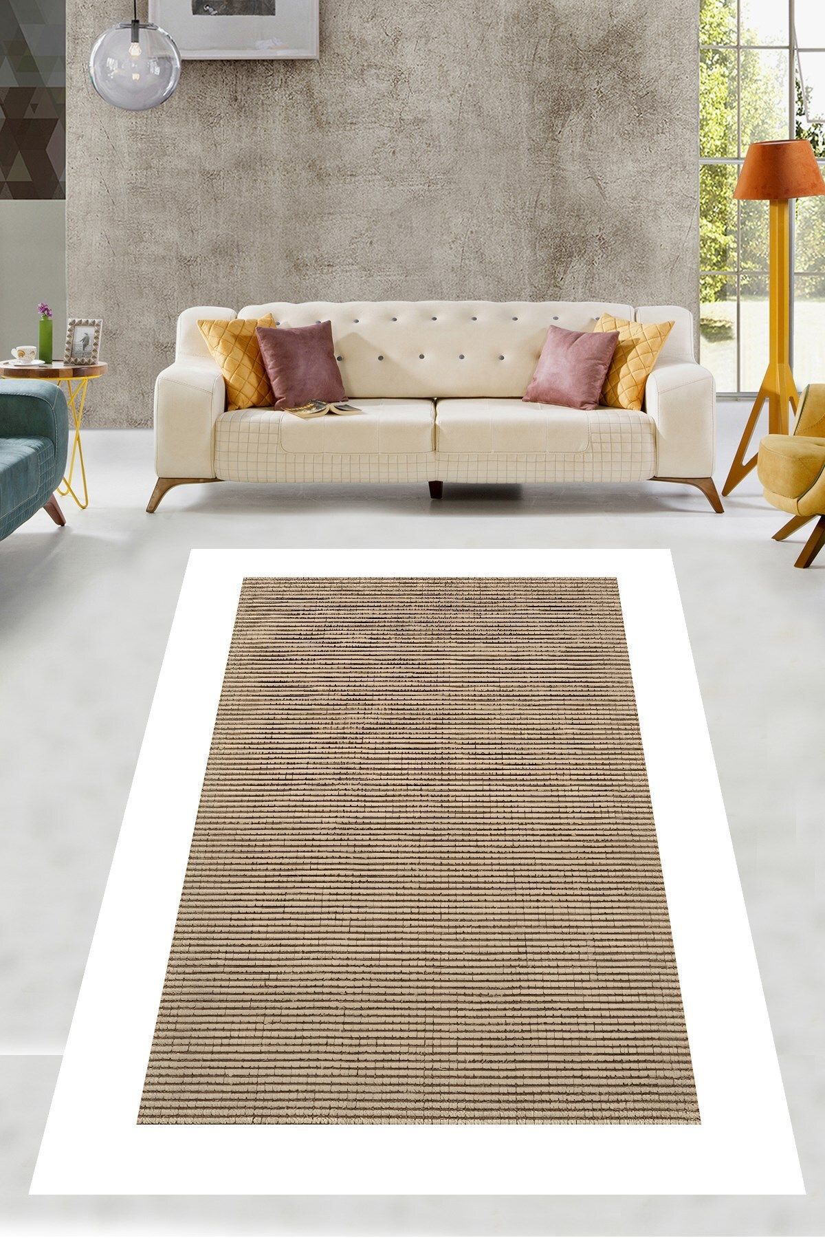on the clouds Sisal Jüt Desenli Yıkanabilir Kaymaz Taban Leke Tutmaz Salon Halısı Yolluk