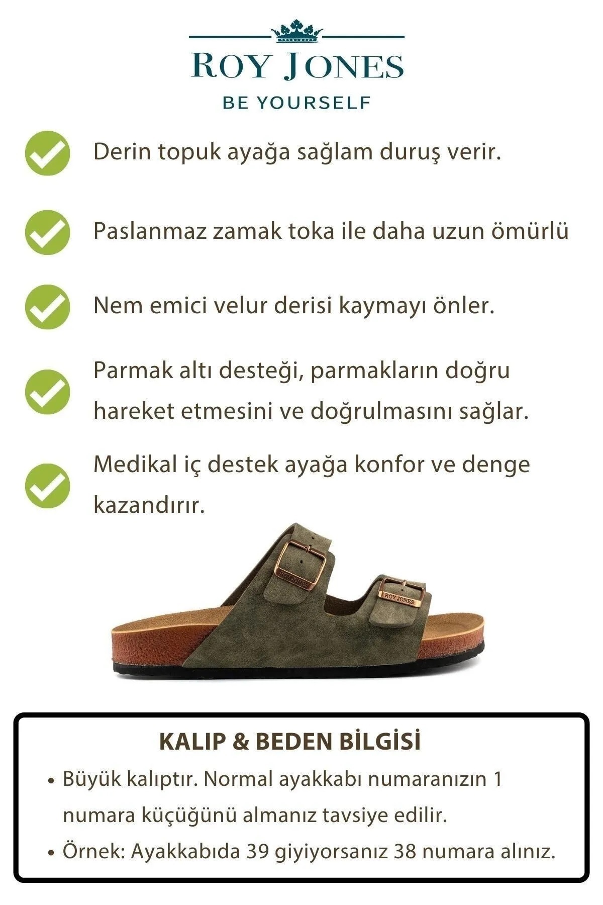 Roy Jones Unisex Ortopedik Tabanlı Konfor Modeli Terlik Çift Bantlı Tokalı Günlük Rahat Dışarı Ev Içi Terliği görsel 6