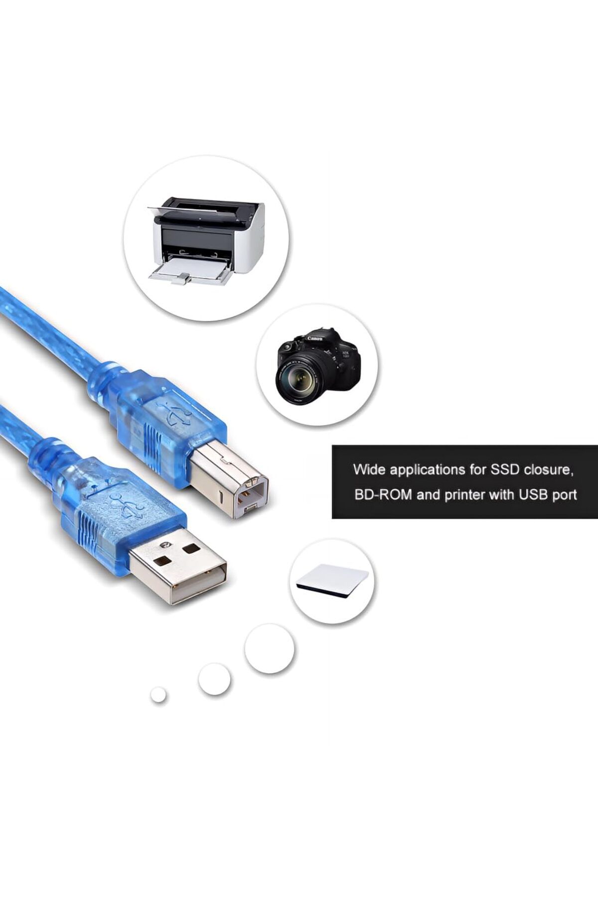 HP-USB 2.0 Square Port Data Cable for Printers and Hard Disks - BLUE 8