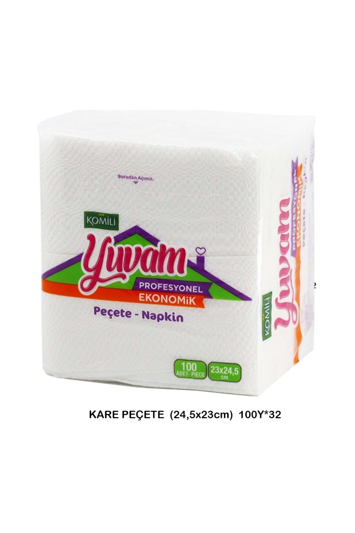 Komili KOMİLİ YUVAM KARE SERVİS PEÇETE 100 LÜ (3 adet)