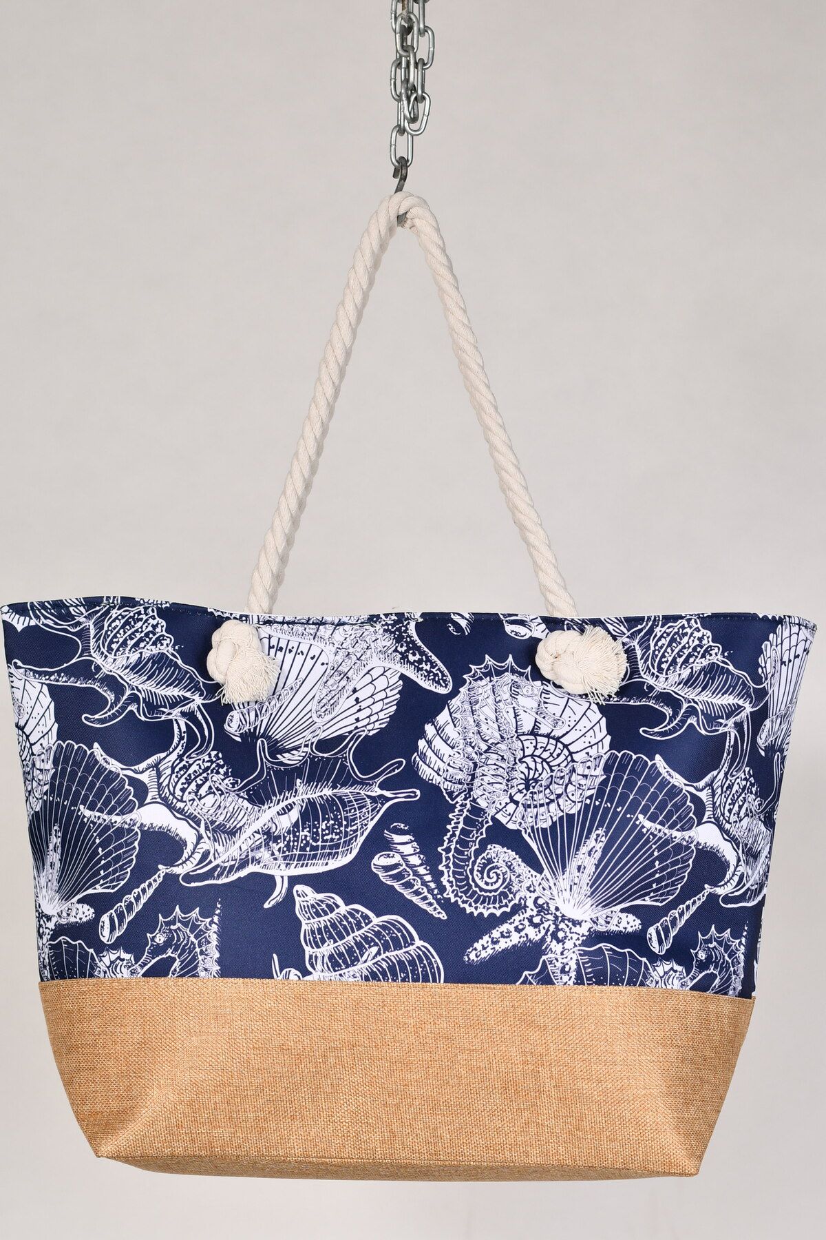 Generic-Stylish beach bag with a linen lining and a hemp rope handle, large capacity, water resistant 6