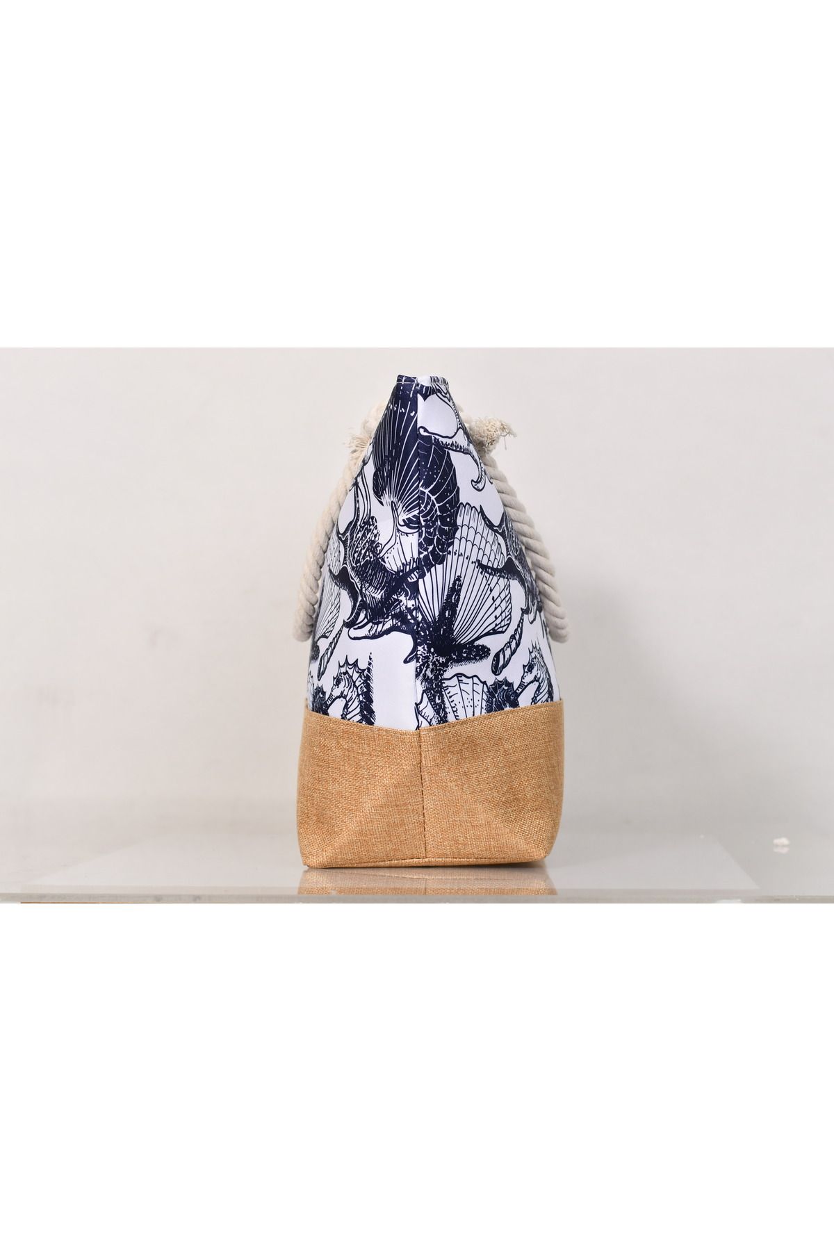 Generic-Stylish beach bag with a linen lining and a hemp rope handle, large capacity, water resistant 3