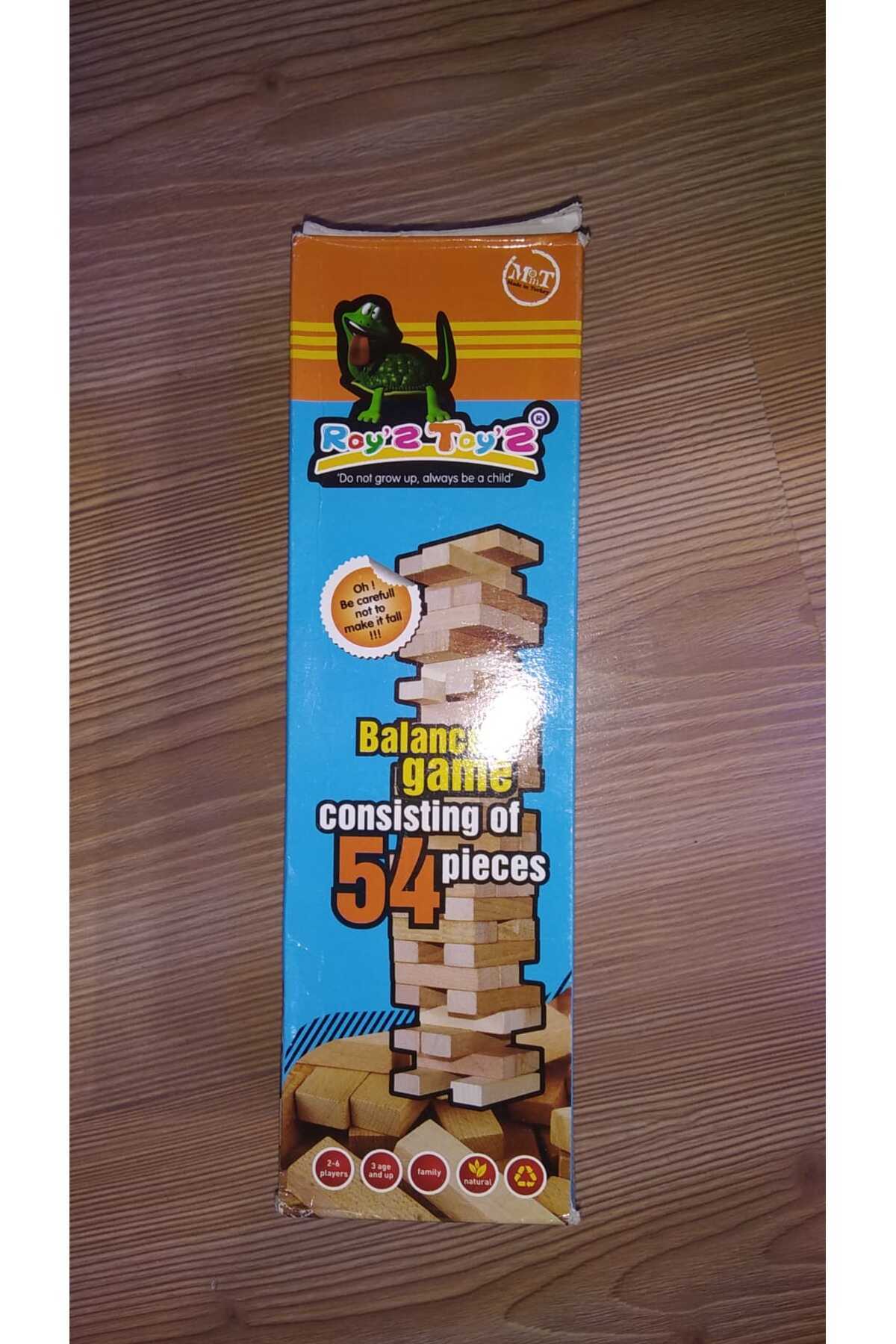 afacantoys 54 Parça Ahşap Denge Oyunu , Jenga, Janga, Canga