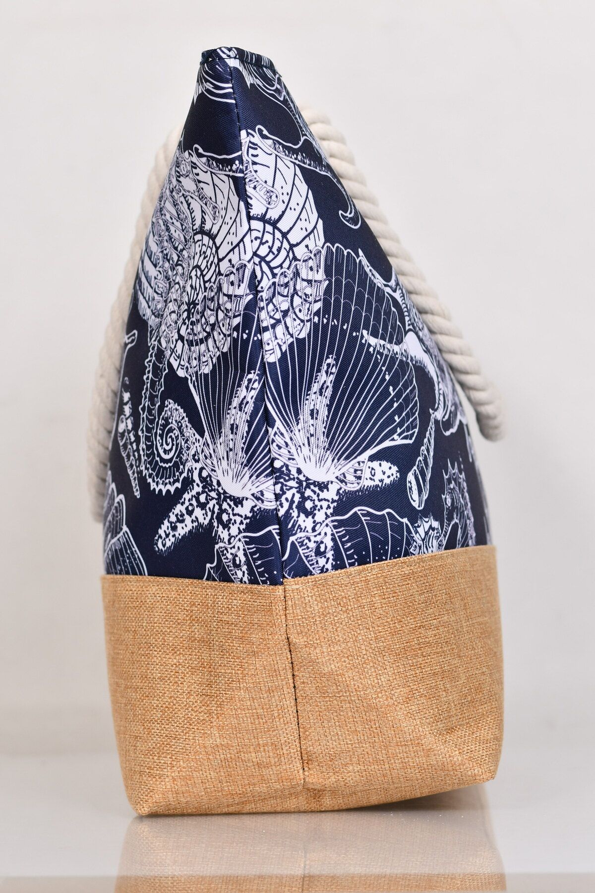 Generic-Stylish beach bag with a linen lining and a hemp rope handle, large capacity, water resistant 3