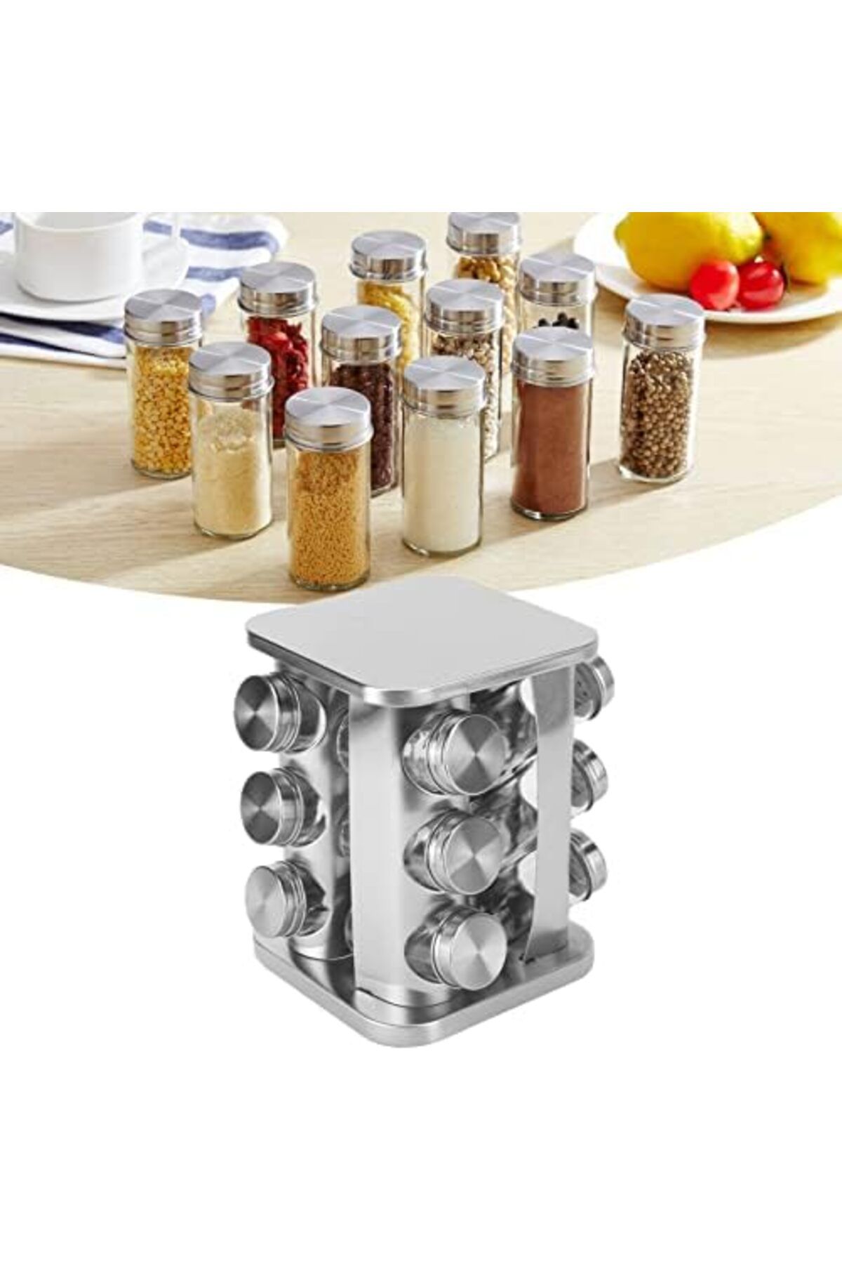 devigo-Rotating Countertop Spice Rack, 12Pc Spice Rack Set 1