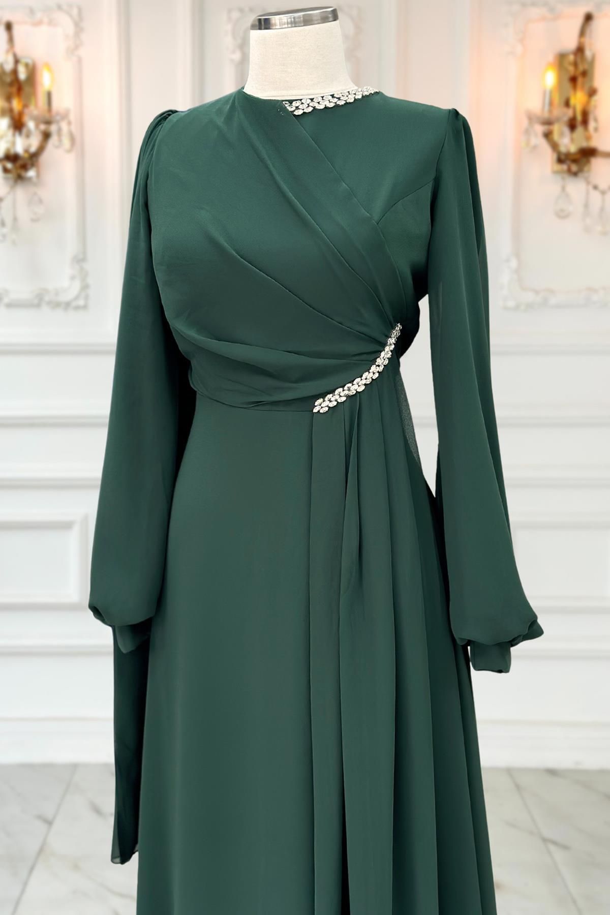 Amine Hüma-Emerald Feza Evening Dress 3